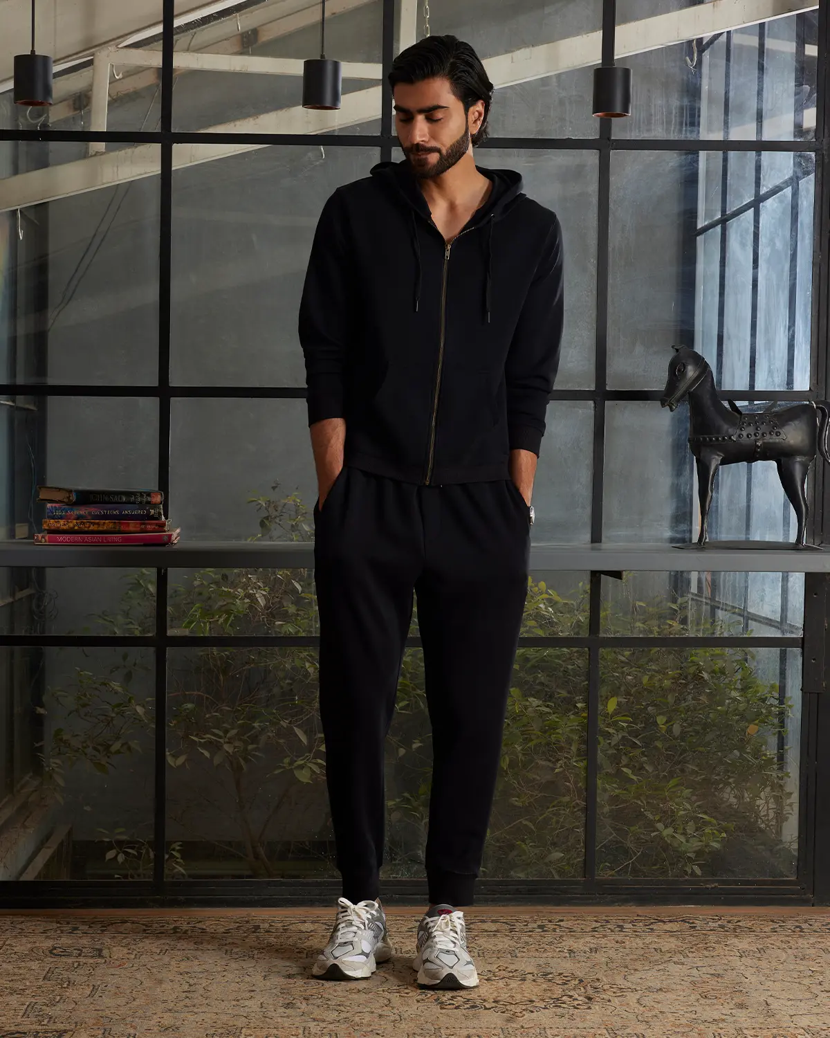Luxe Journey Zipper Hoodie - Black - Image 4