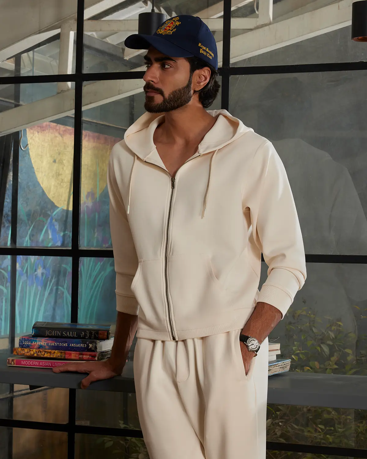 Luxe Journey Zipper Hoodie - Ecru