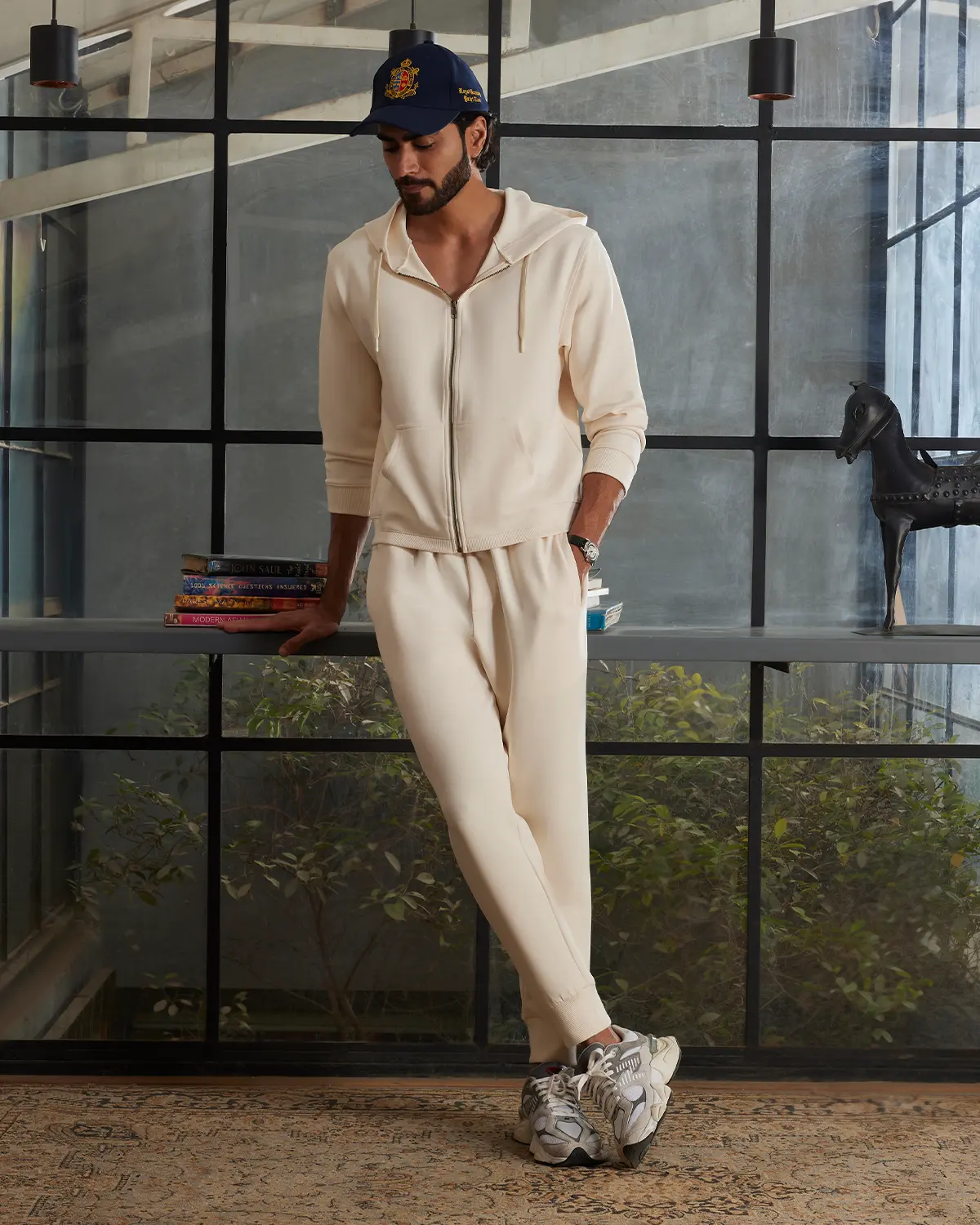 Luxe Journey Zipper Hoodie - Ecru - Image 2