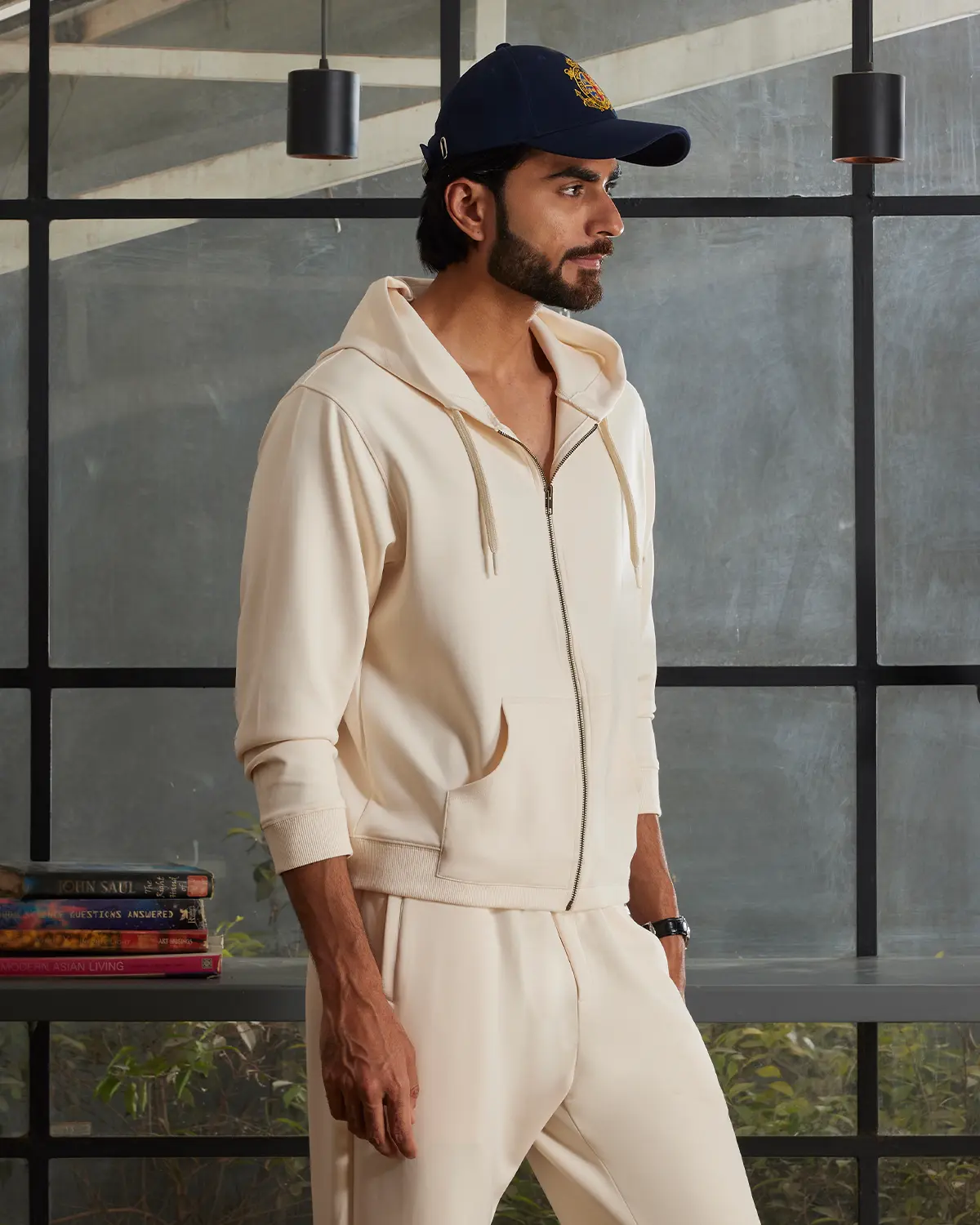 Luxe Journey Zipper Hoodie - Ecru - Image 3