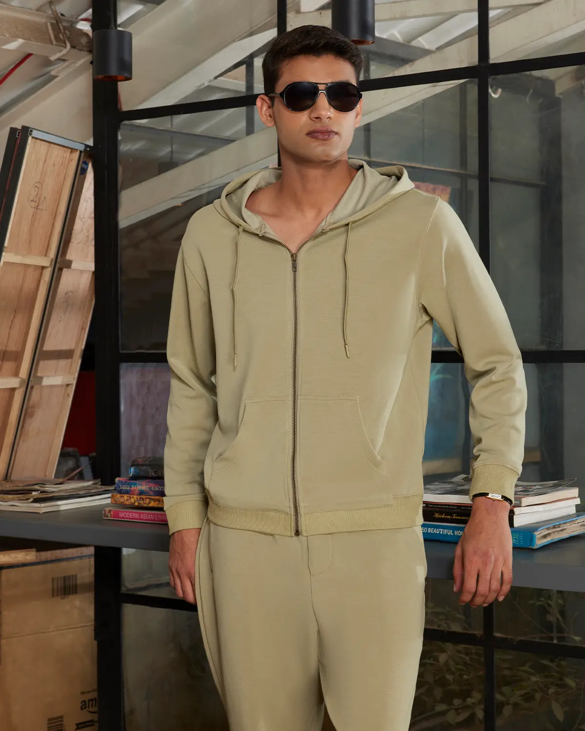 Luxe Journey Zipper Hoodie - Green