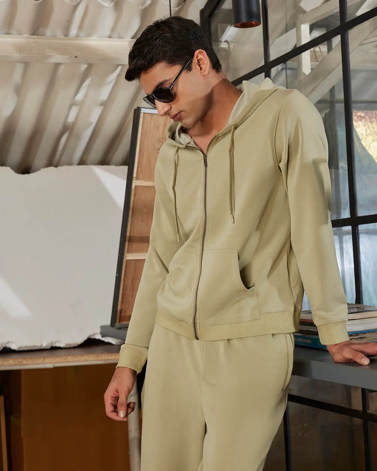 Luxe Journey Zipper Hoodie - Green - Image 2
