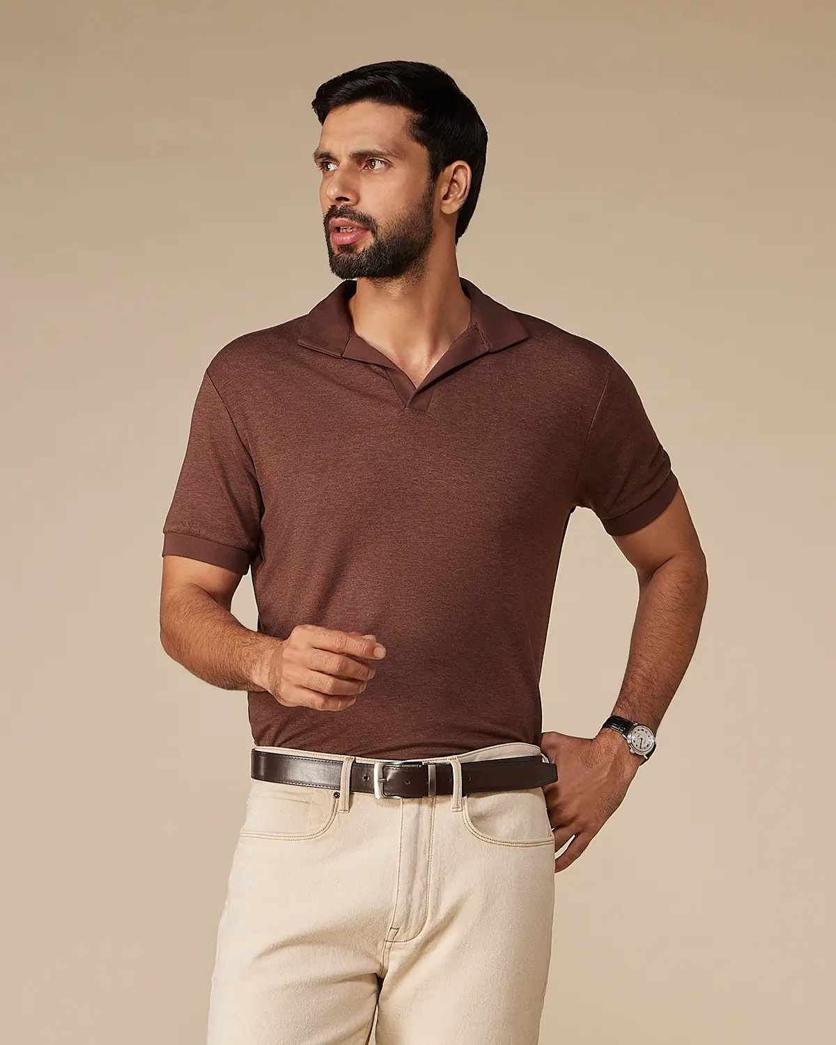 Lyocell Wool Stretch Johnny Polo - Coffee Brown
