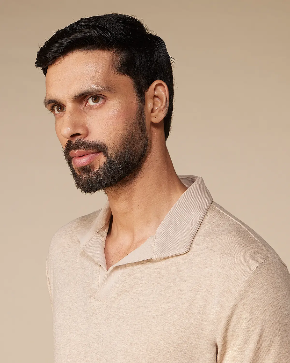 Lyocell Wool Stretch Johnny Polo - Ecru Melange - Image 3