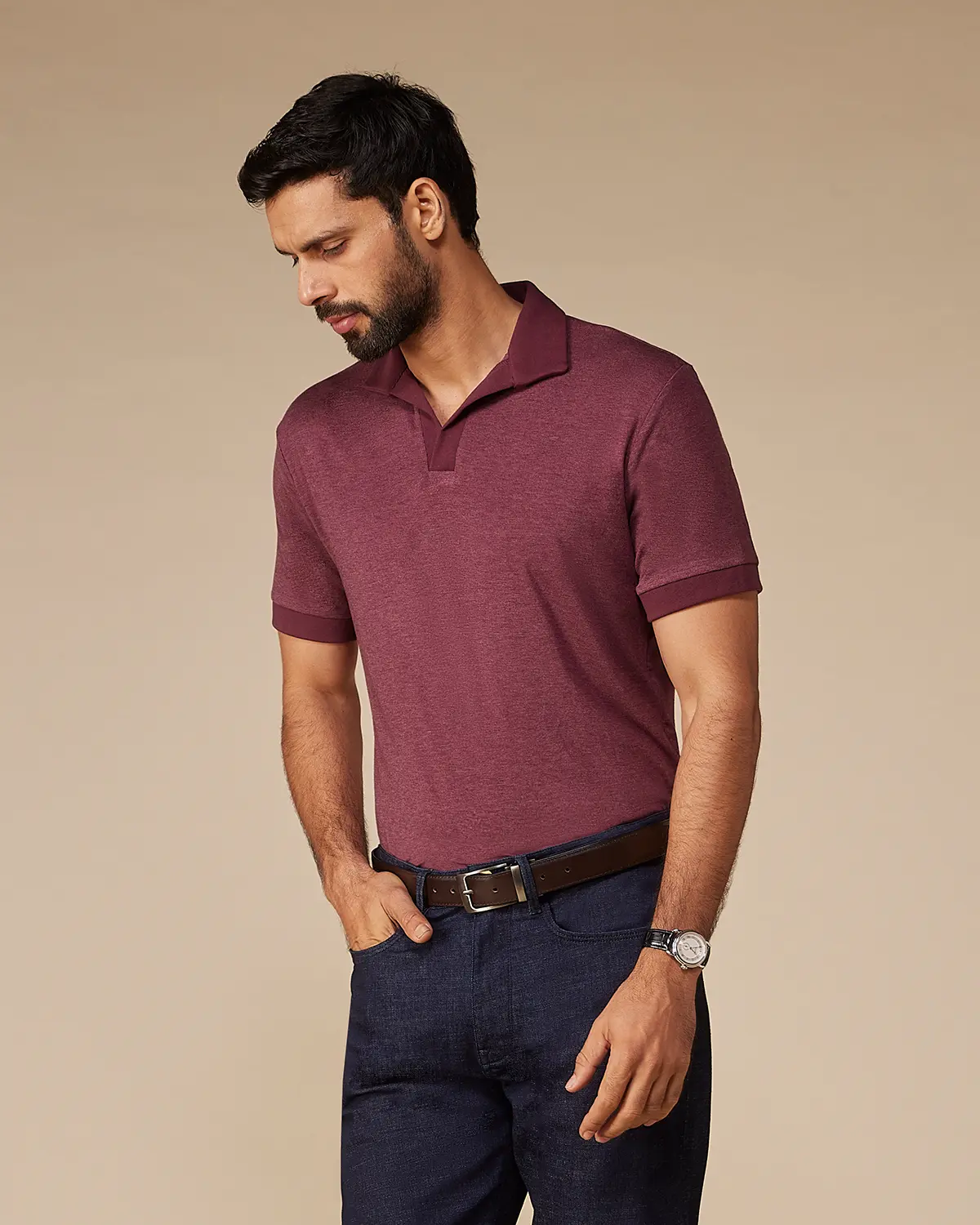 Lyocell Wool Stretch Johnny Polo - Maroon