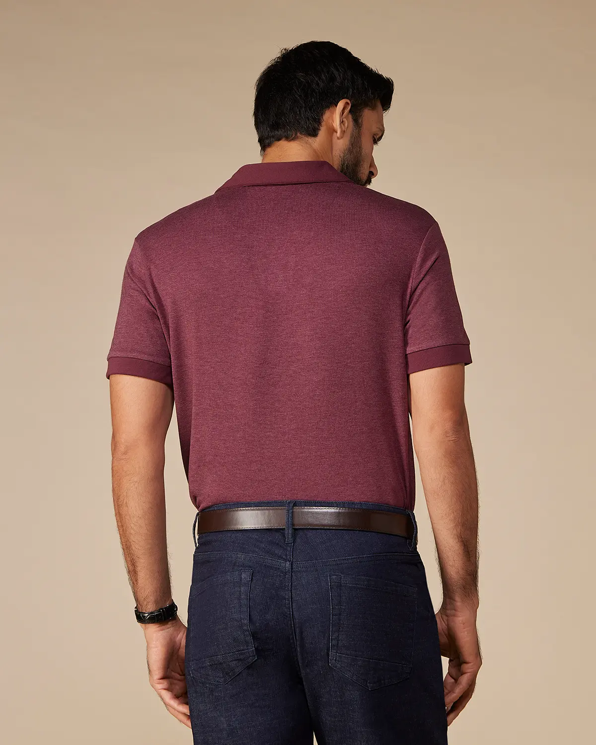Lyocell Wool Stretch Johnny Polo - Maroon - Image 2