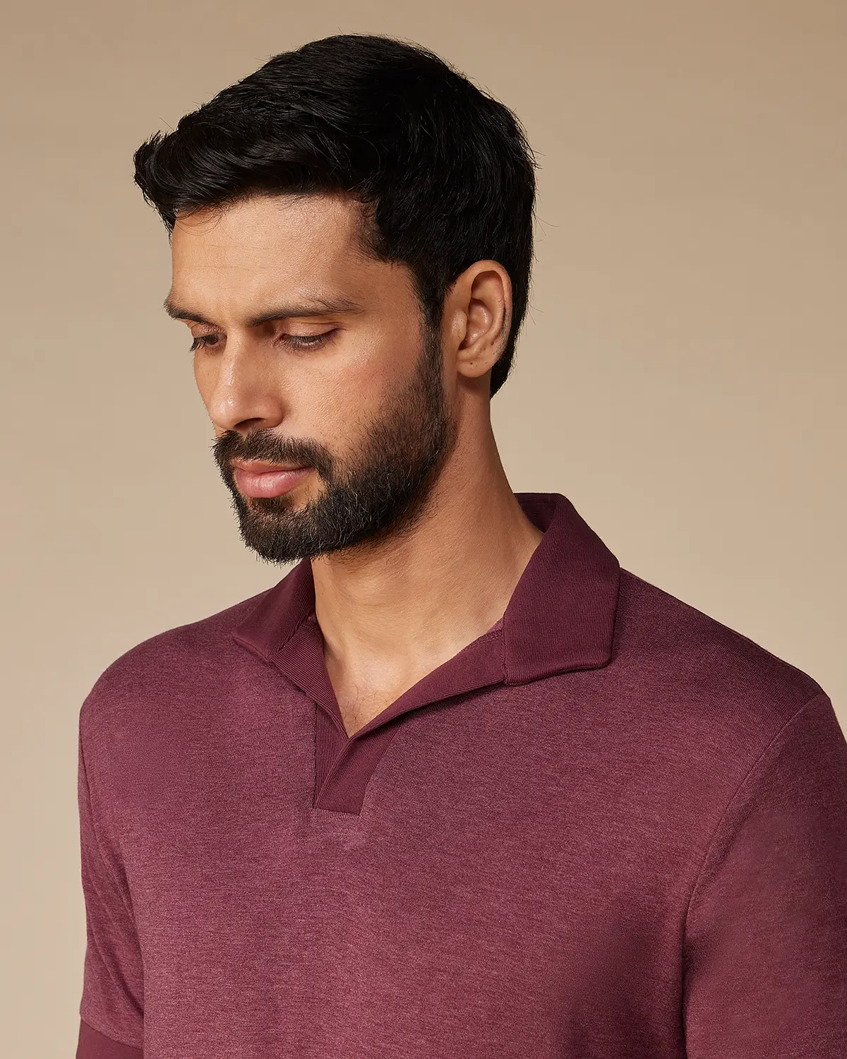 Lyocell Wool Stretch Johnny Polo - Maroon - Image 3