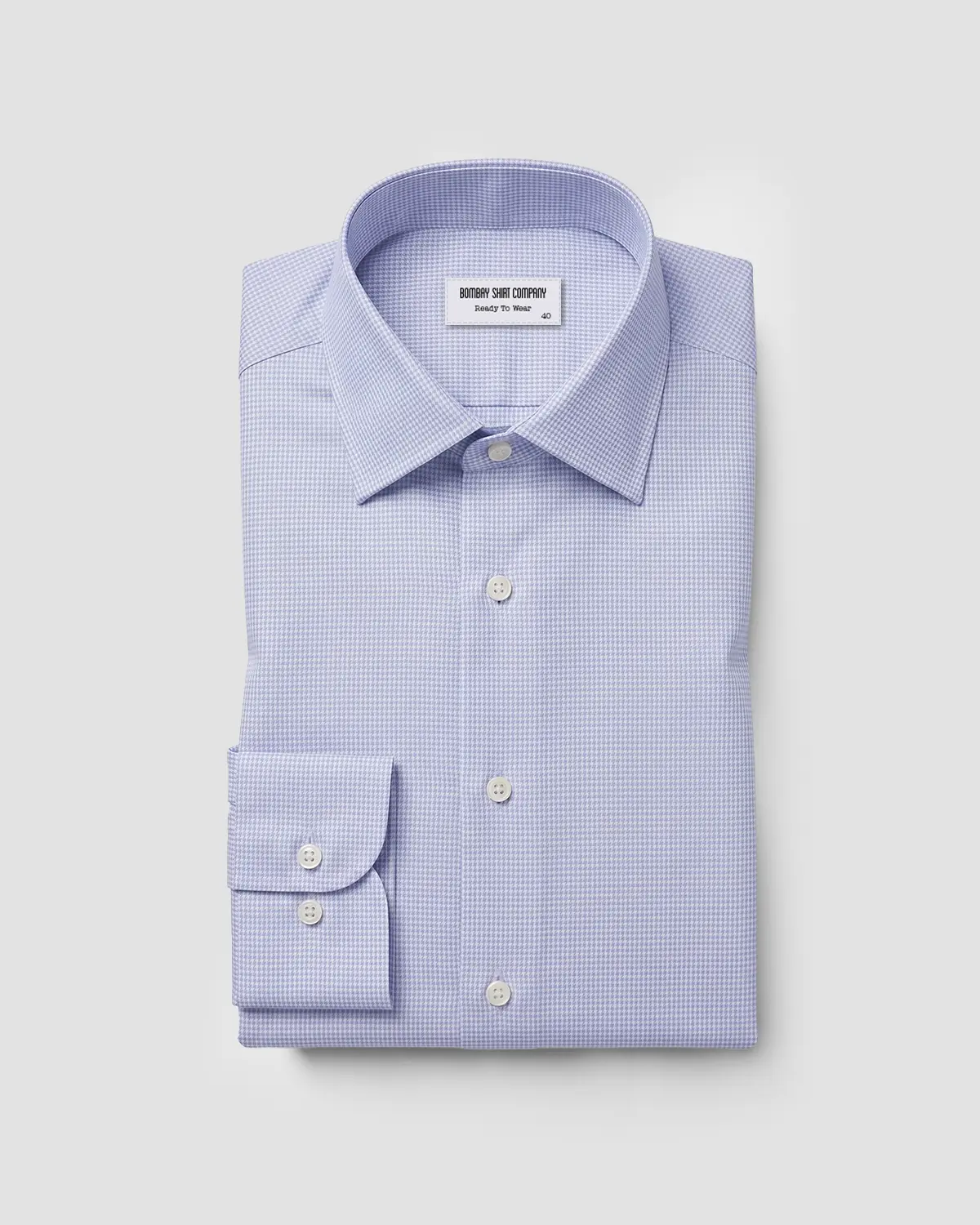 2-Ply Egyptian Cotton Blue Houndstooth Shirt