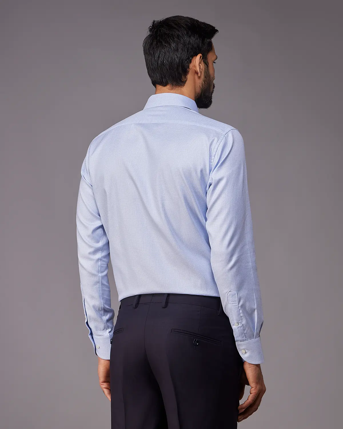 2-Ply Egyptian Cotton Blue Houndstooth Shirt - Image 3