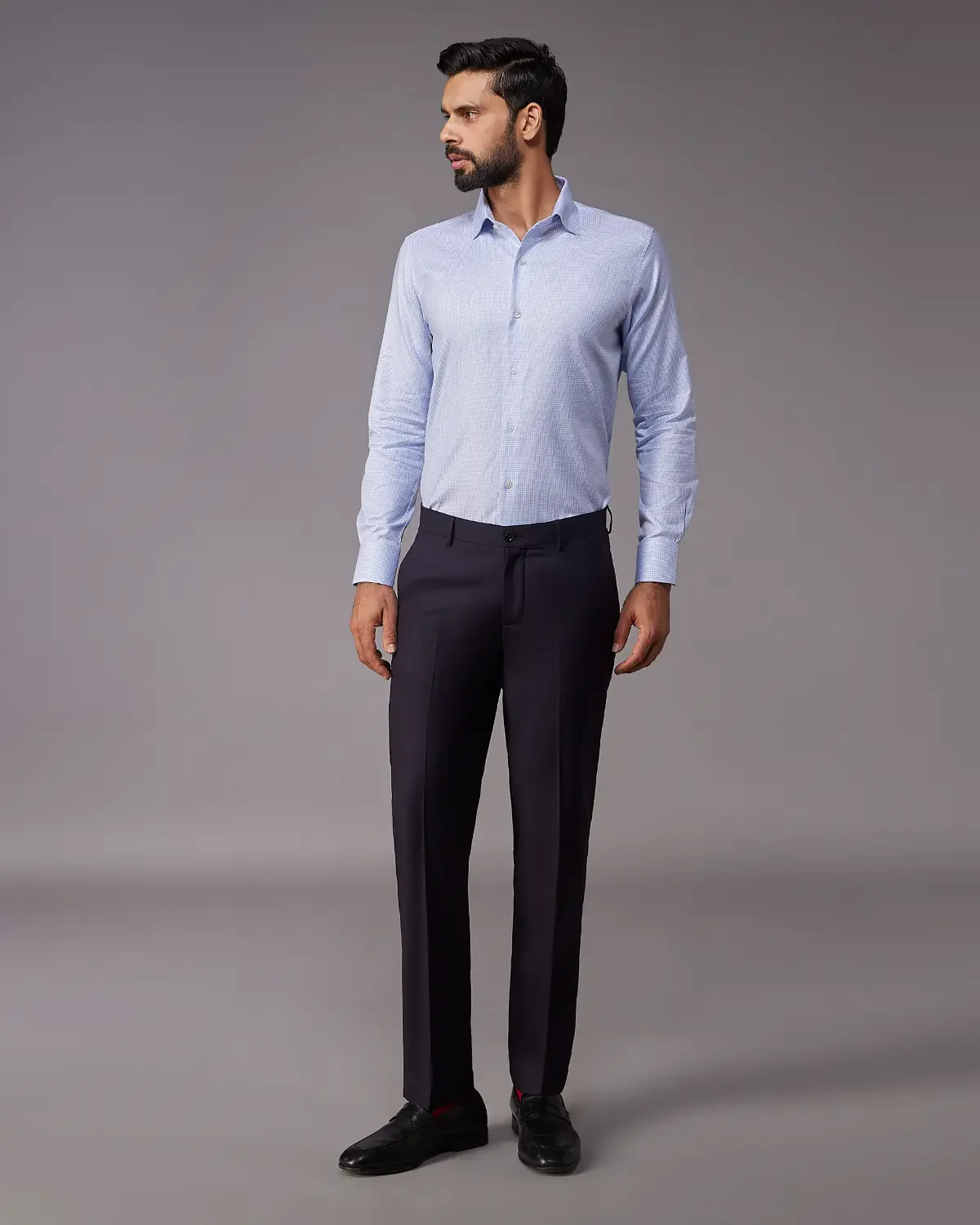 2-Ply Egyptian Cotton Blue Houndstooth Shirt - Image 5