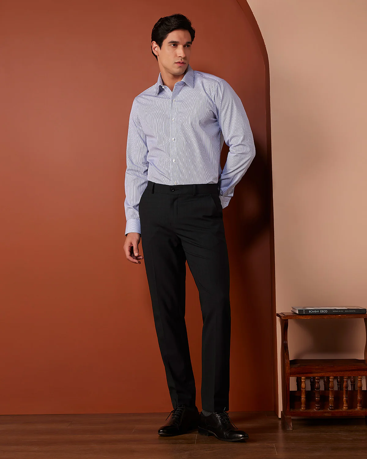 Manhattan Light & Dark Blue Striped Shirt - Image 4