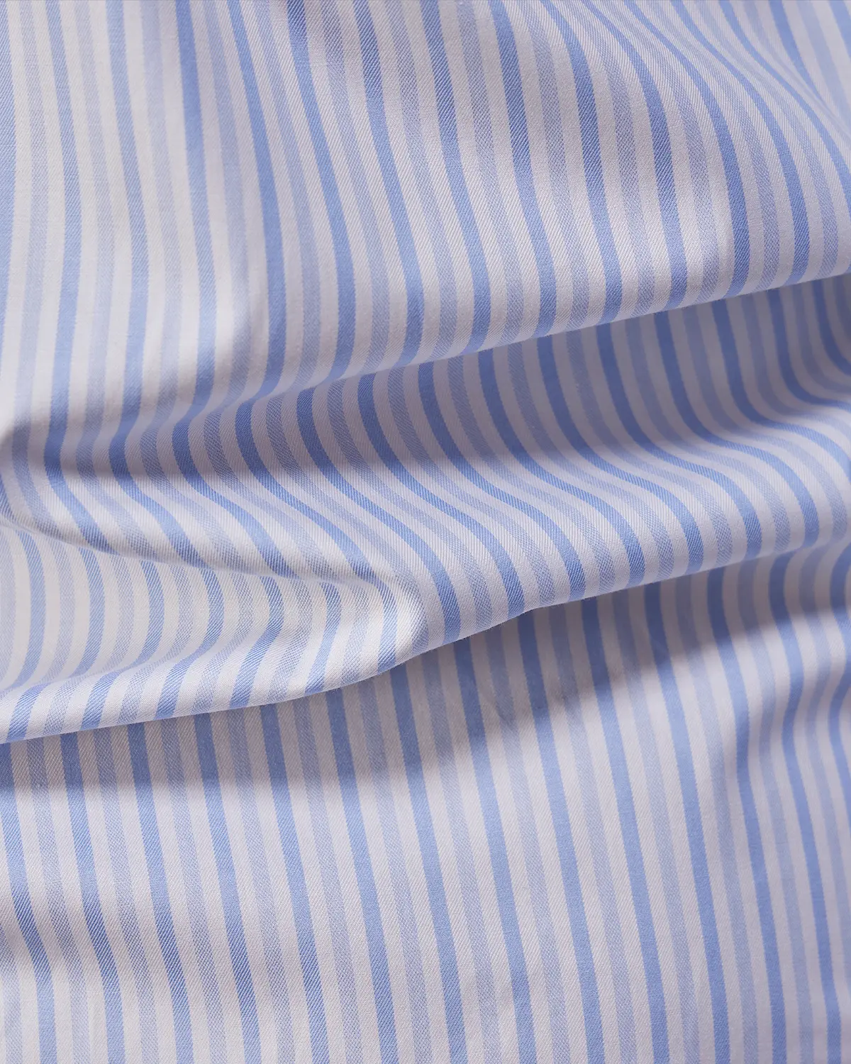 2-Ply Egyptian Cotton Mid Blue Striped Shirt - Image 6