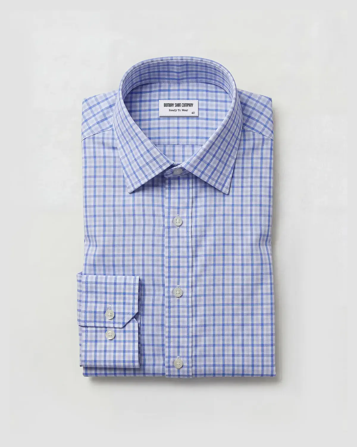 Manhattan Mid Blue & White Checked Shirt