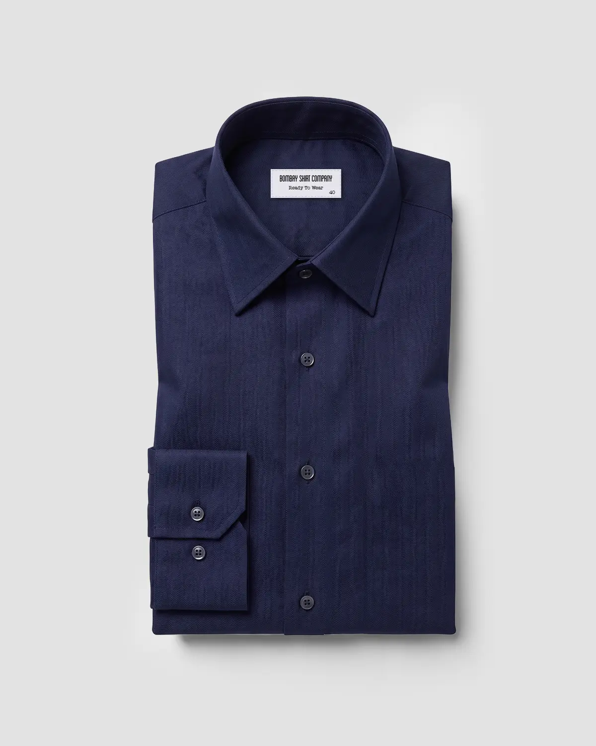 2-Ply Egyptian Cotton Navy Herringbone Shirt