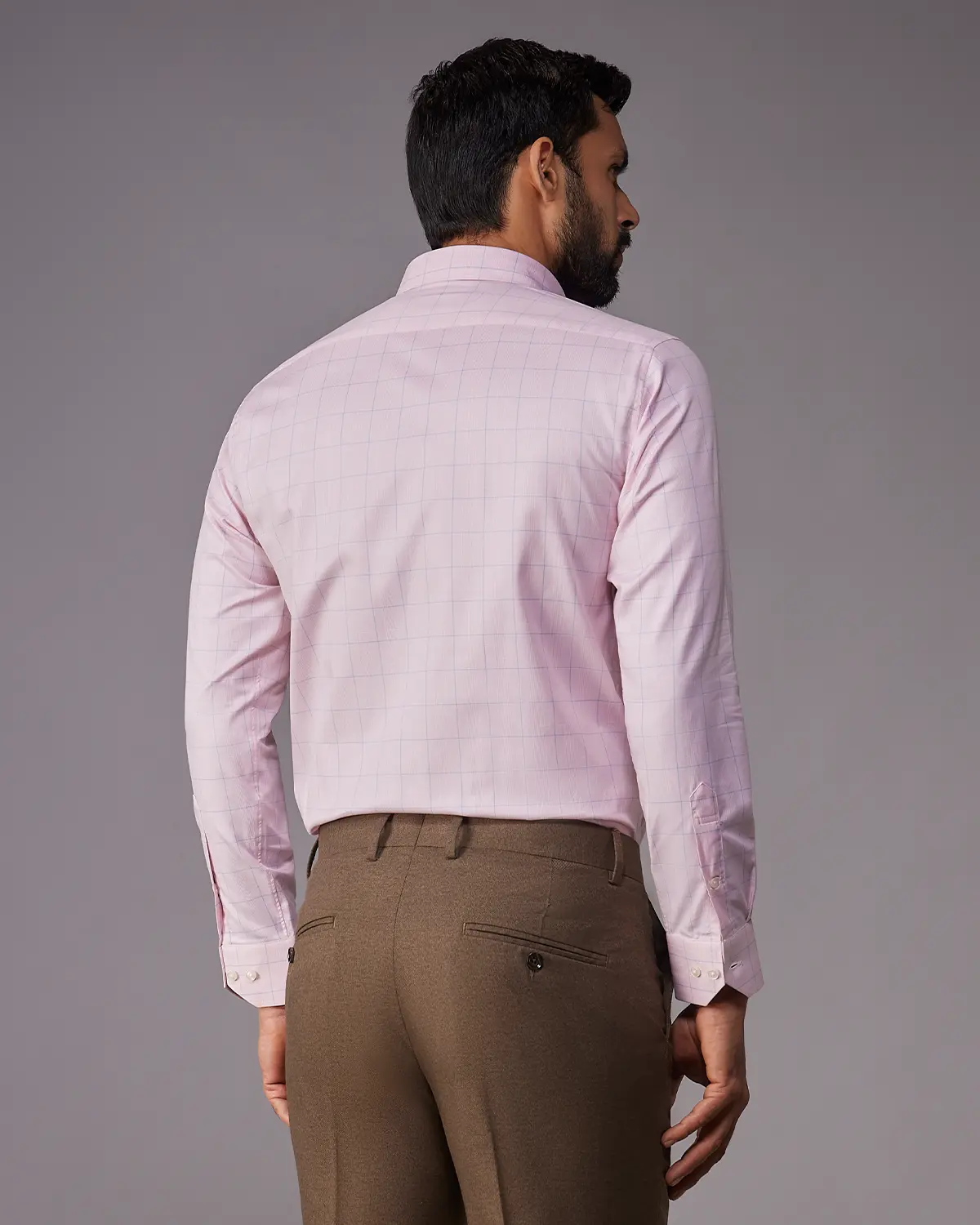 2-Ply Egyptian Cotton Pink & Blue Dobby Checked Shirt - Image 3