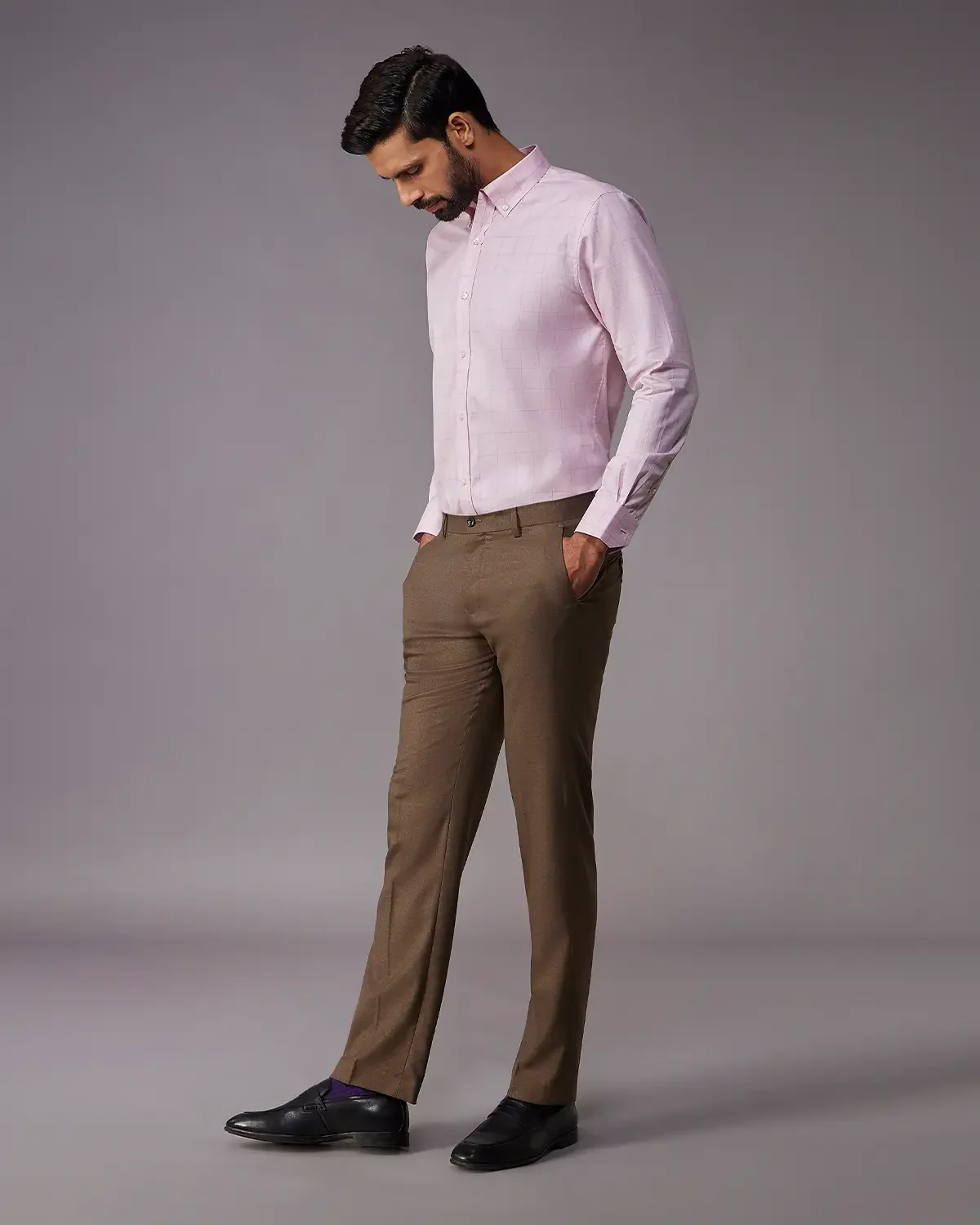 2-Ply Egyptian Cotton Pink & Blue Dobby Checked Shirt - Image 5