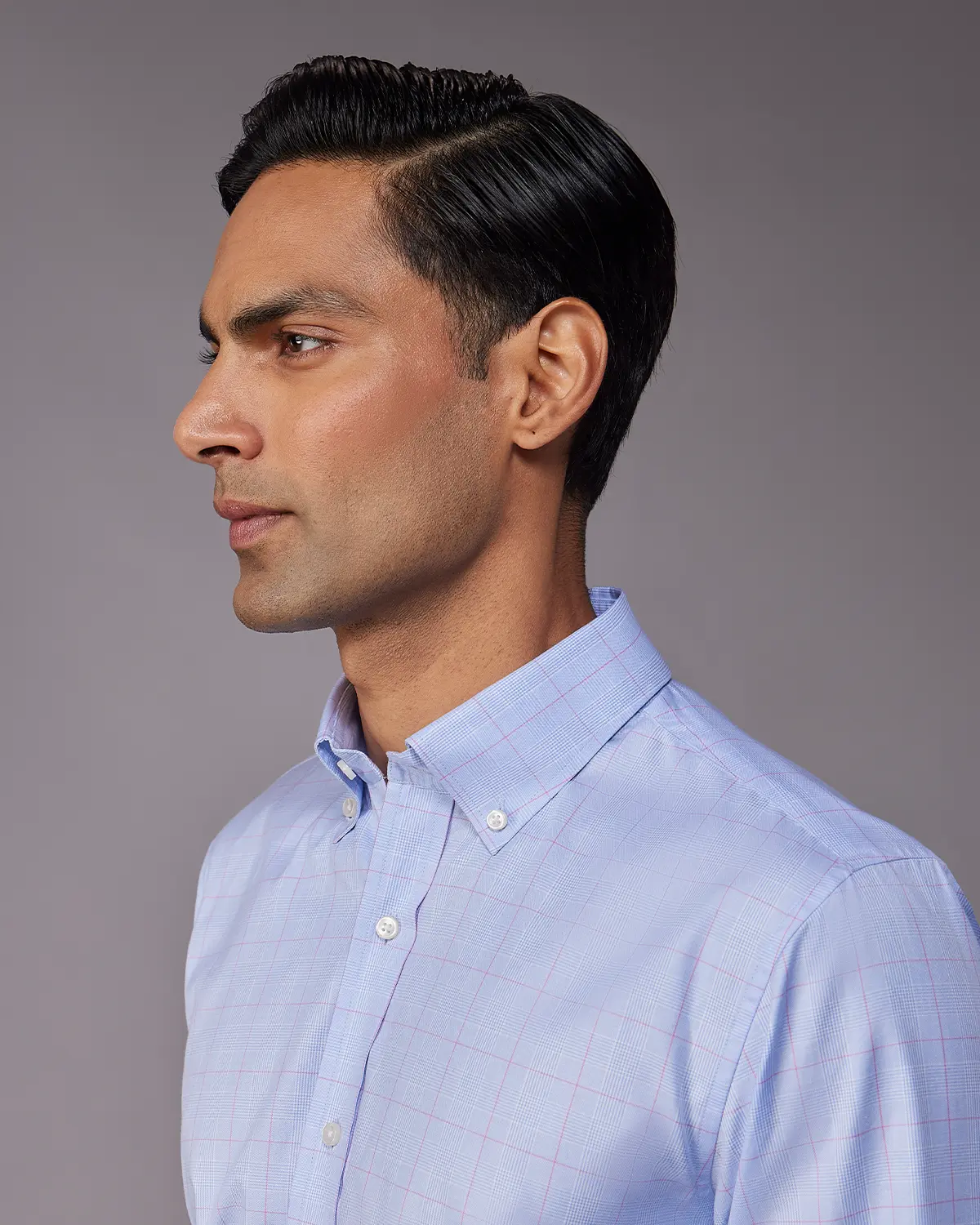 2-Ply Egyptian Cotton Red & Light Blue Dobby Checked Shirt - Image 4