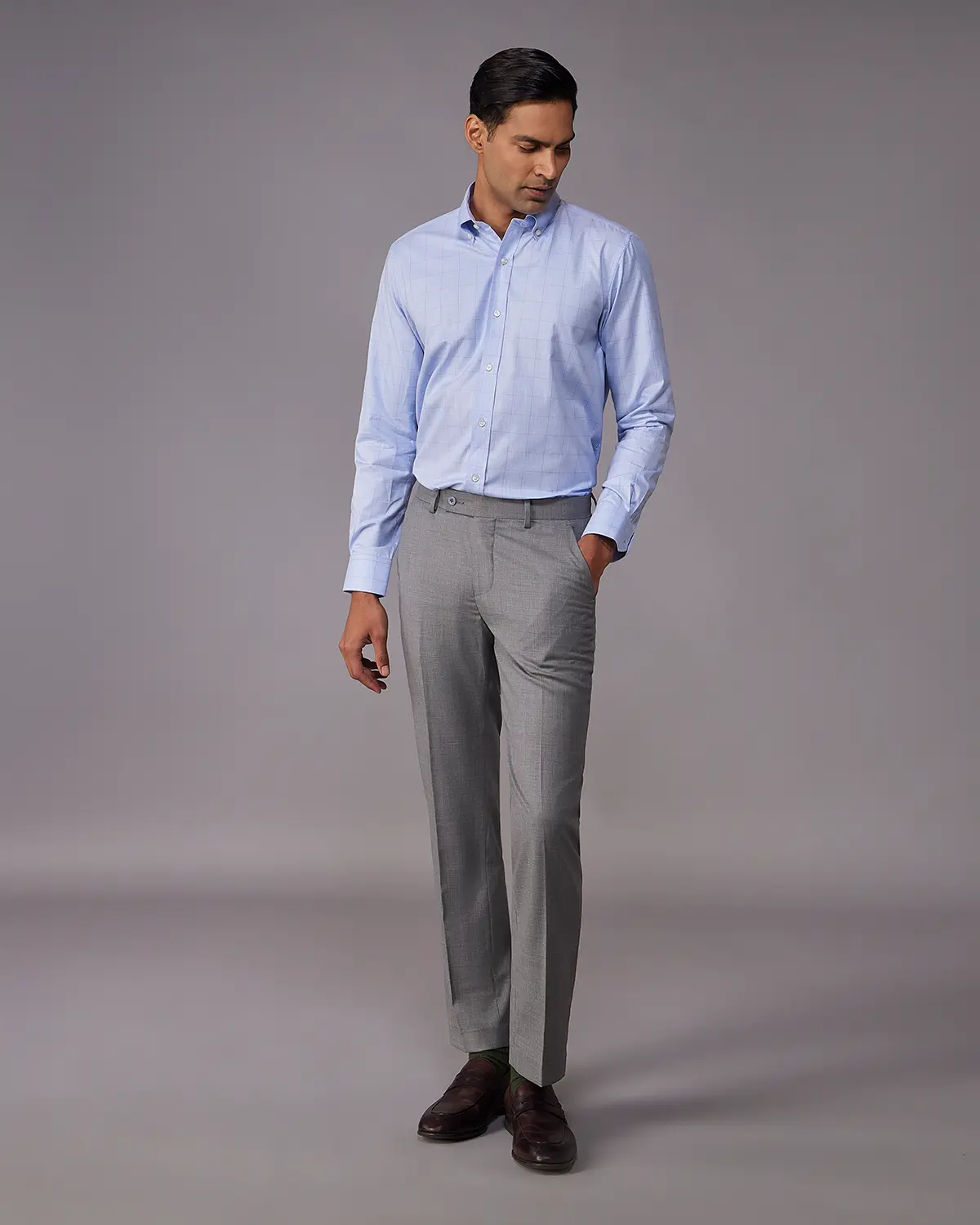 2-Ply Egyptian Cotton Red & Light Blue Dobby Checked Shirt - Image 5