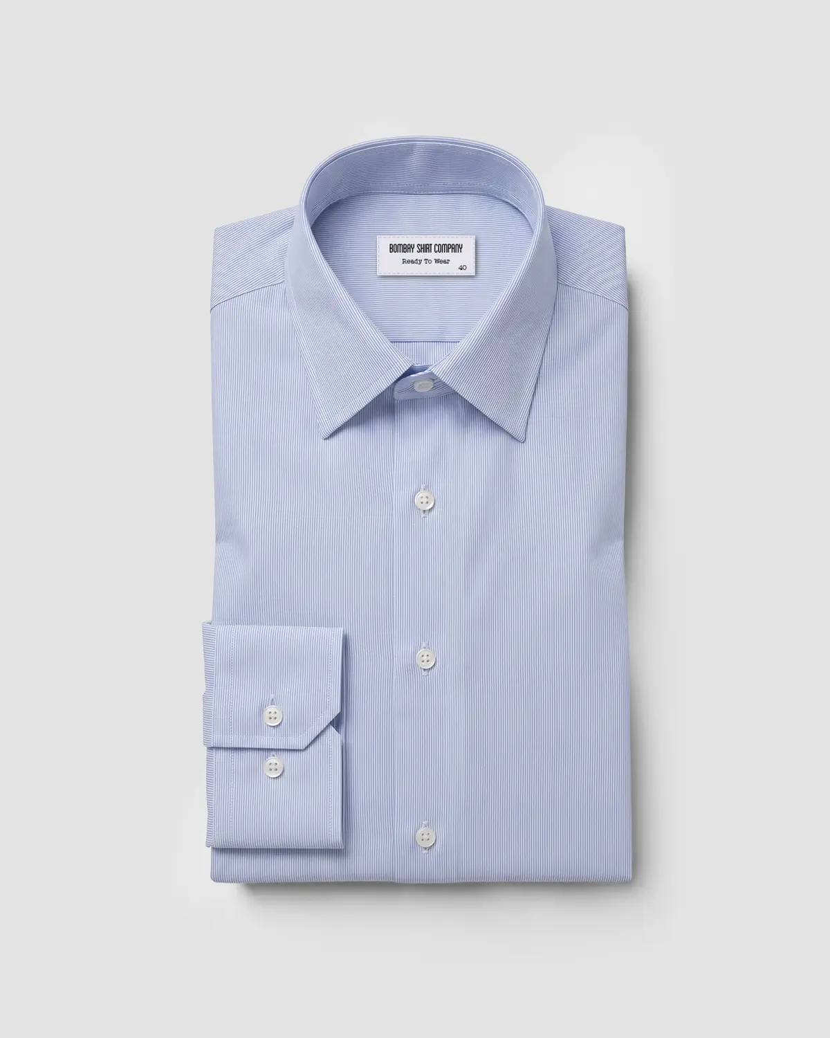 2-Ply Egyptian Cotton Twill Fine Blue Striped Shirt