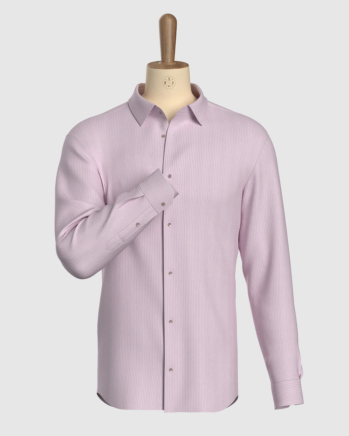 Marlowe Herringbone Striped Shirt - Pink & Dark Blue - Image 2