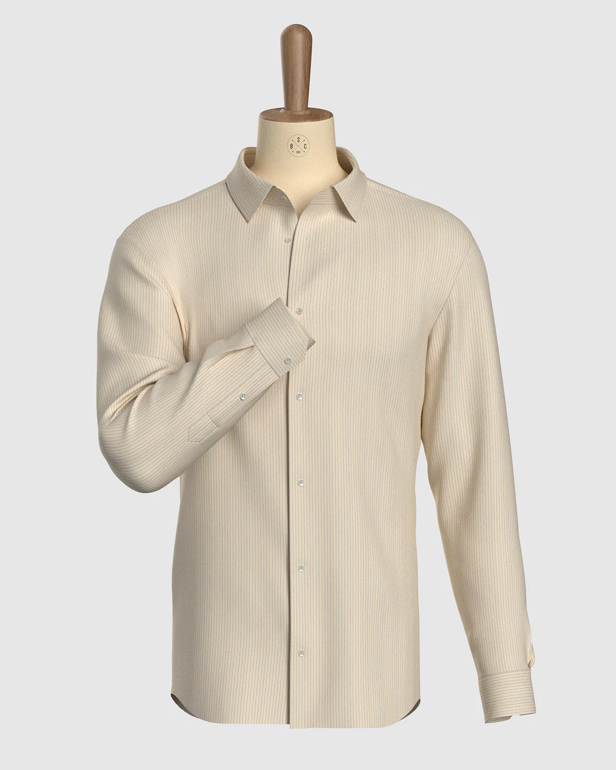 Marlowe Herringbone Striped Shirt - Yellow & Dark Blue - Image 2