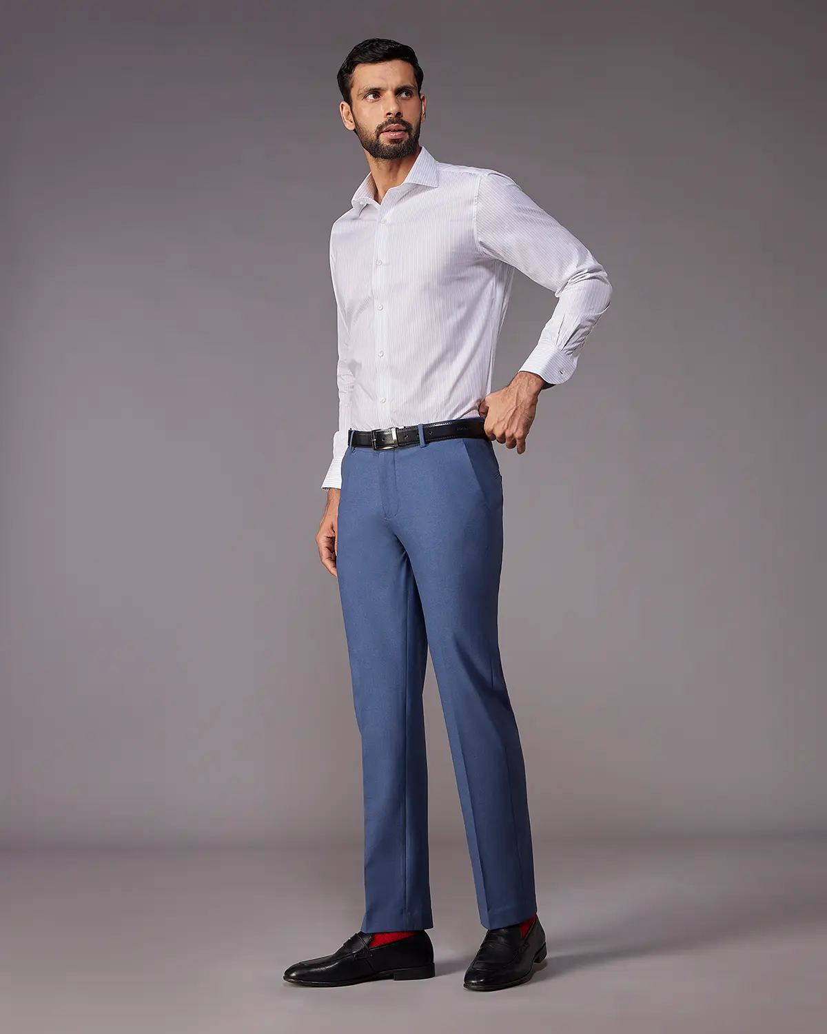 Marovin Stretch Structured Dress Pants - Blue - Image 3