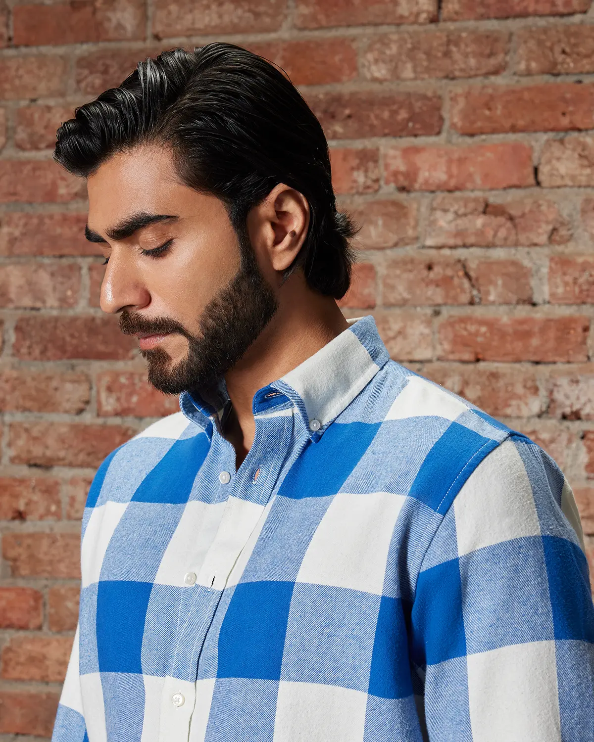 Mid Blue & White Flannel Shirt - Image 3