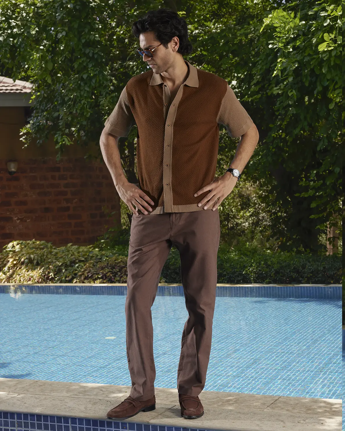Mocha Duo-Tone Flat Knit Shirt - Image 4