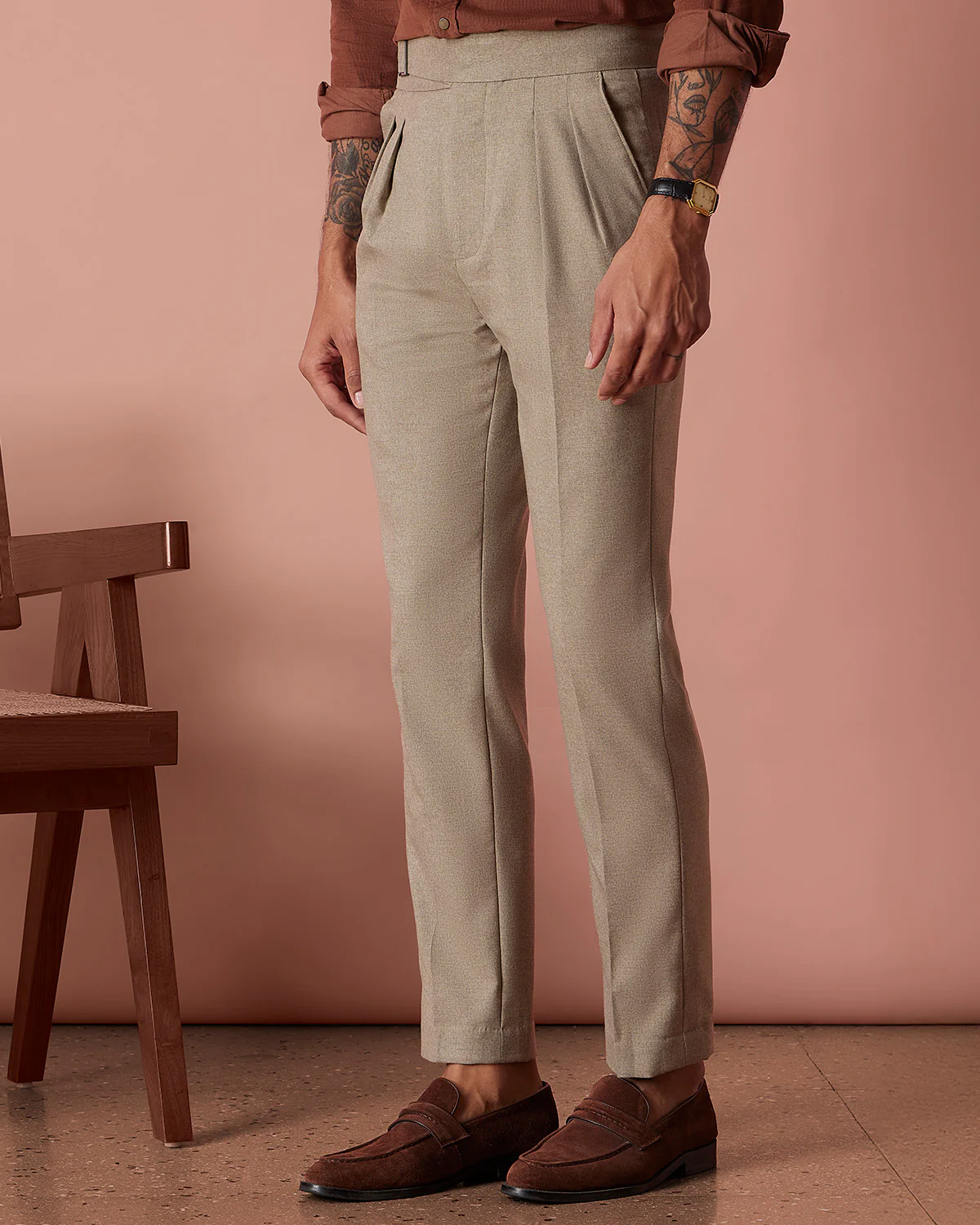 Montero Stretch Neapolitan Dress Pants - khaki - Image 3