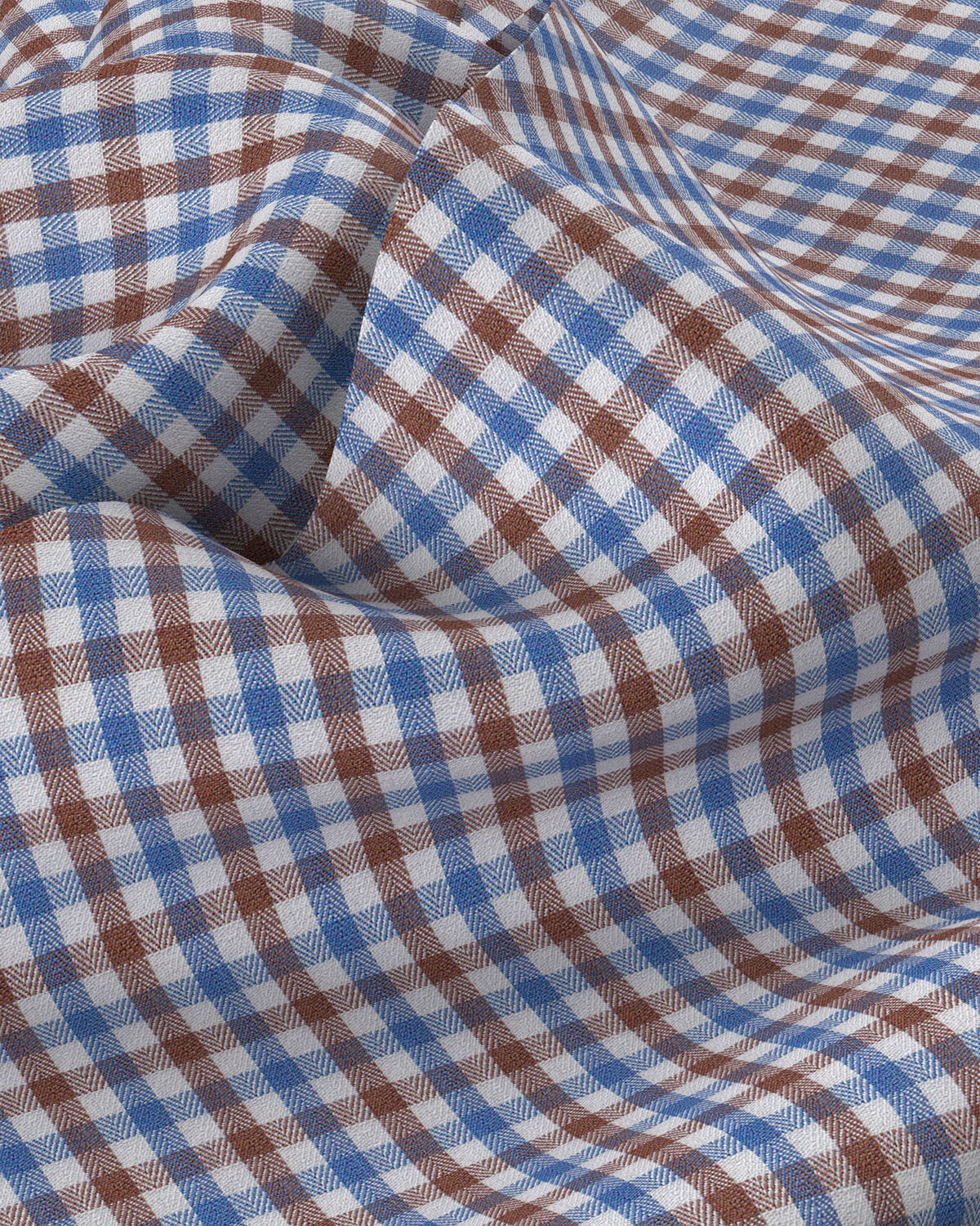 Montrose Herringbone Checked Shirt - Blue & Brown - Image 3