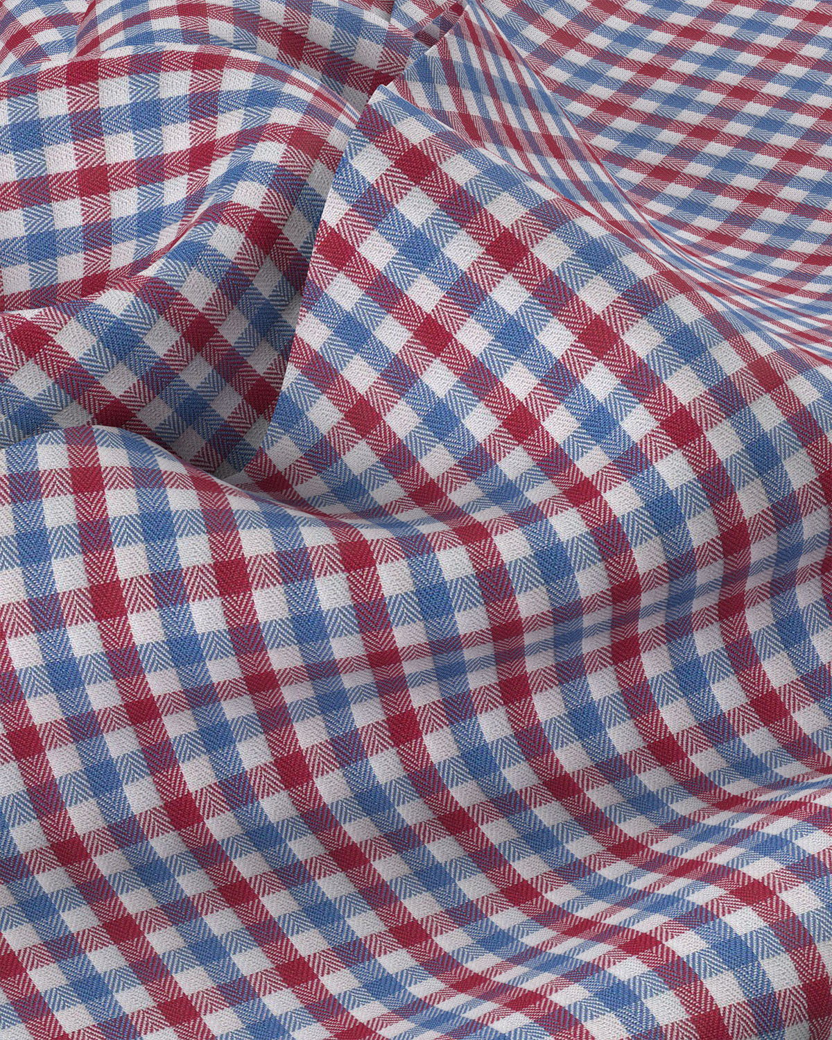Montrose Herringbone Checked Shirt - Blue & Red - Image 3