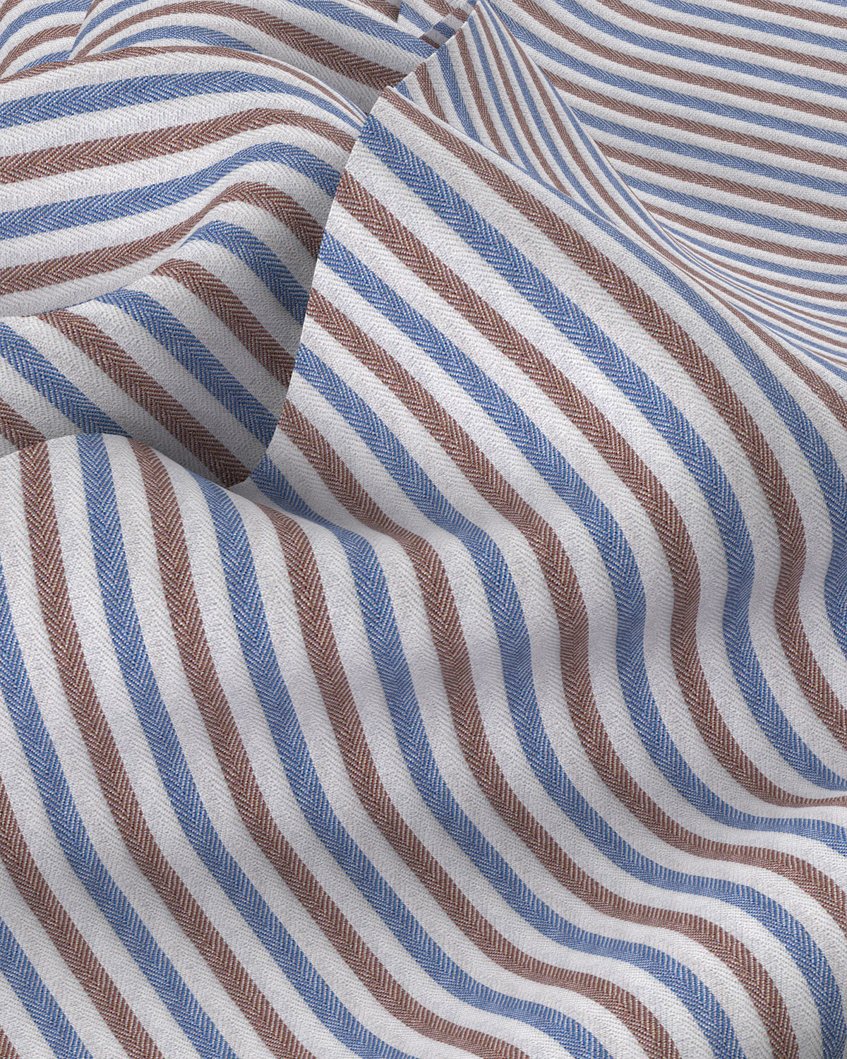 Montrose Herringbone Striped Shirt - Blue & Brown - Image 3
