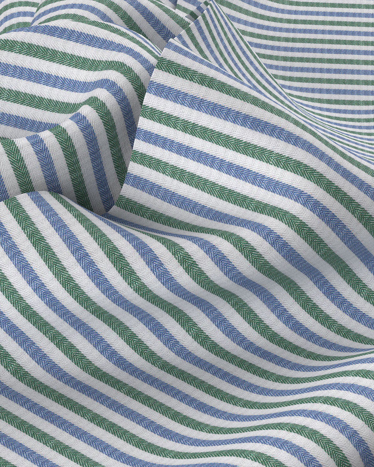Montrose Herringbone Striped Shirt - Green & Blue - Image 3