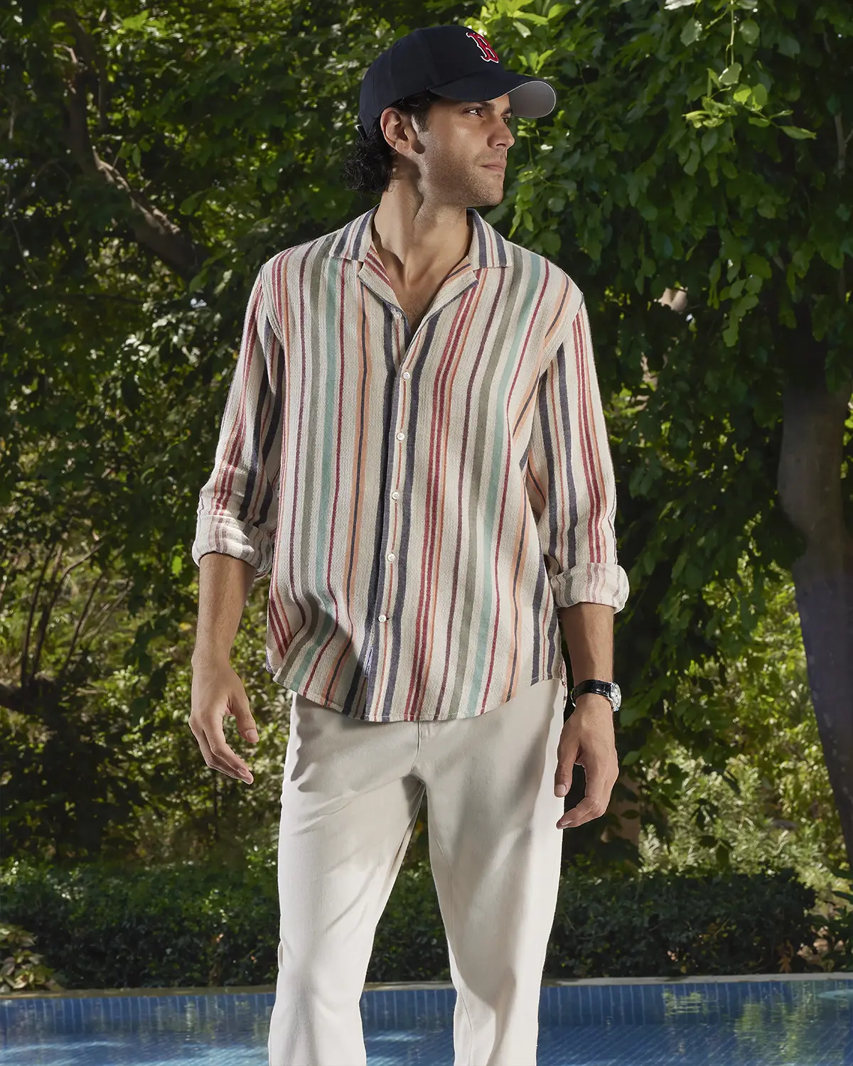 Multicoloured Dobby Striped Shirt - Image 2