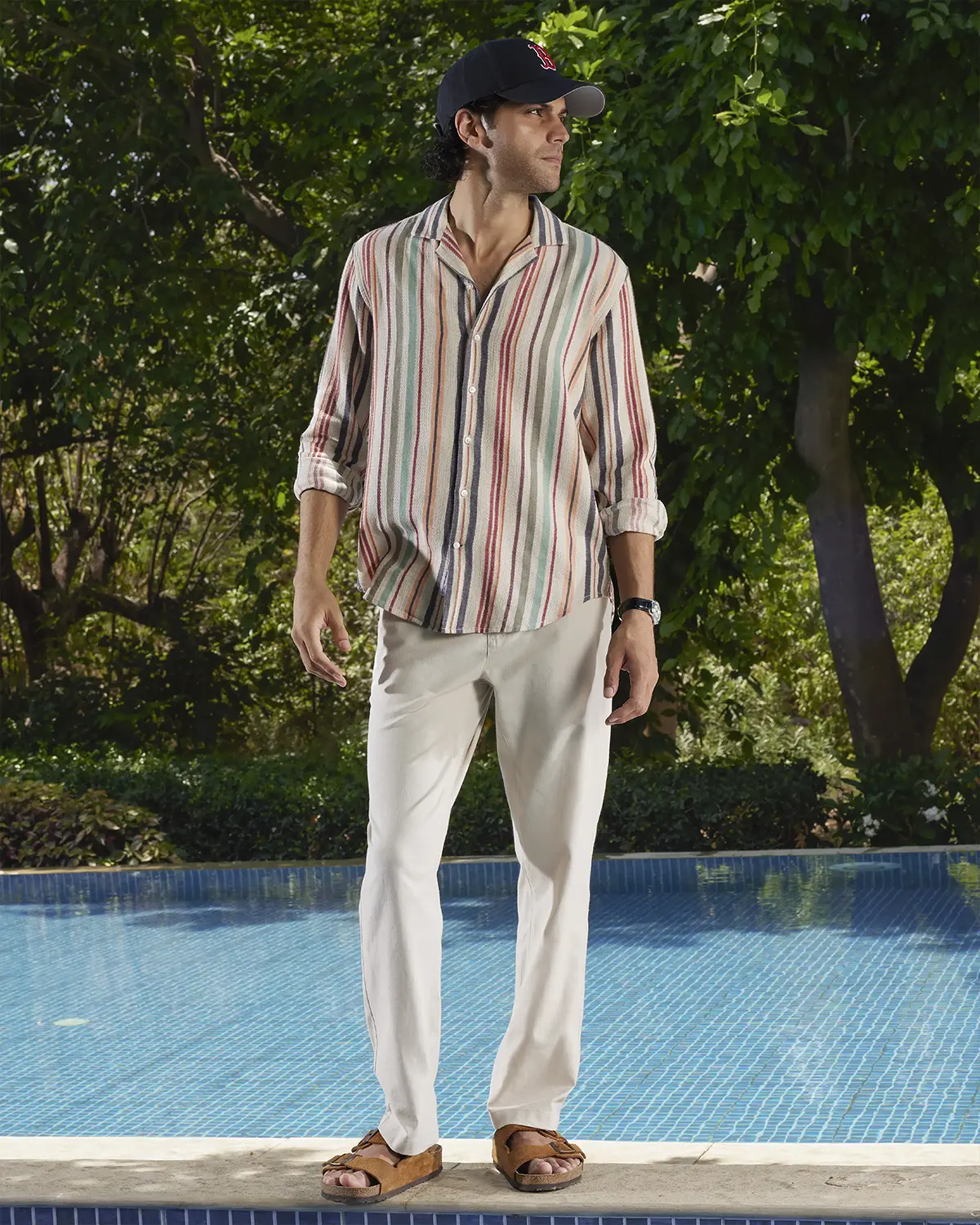 Multicoloured Dobby Striped Shirt - Image 4