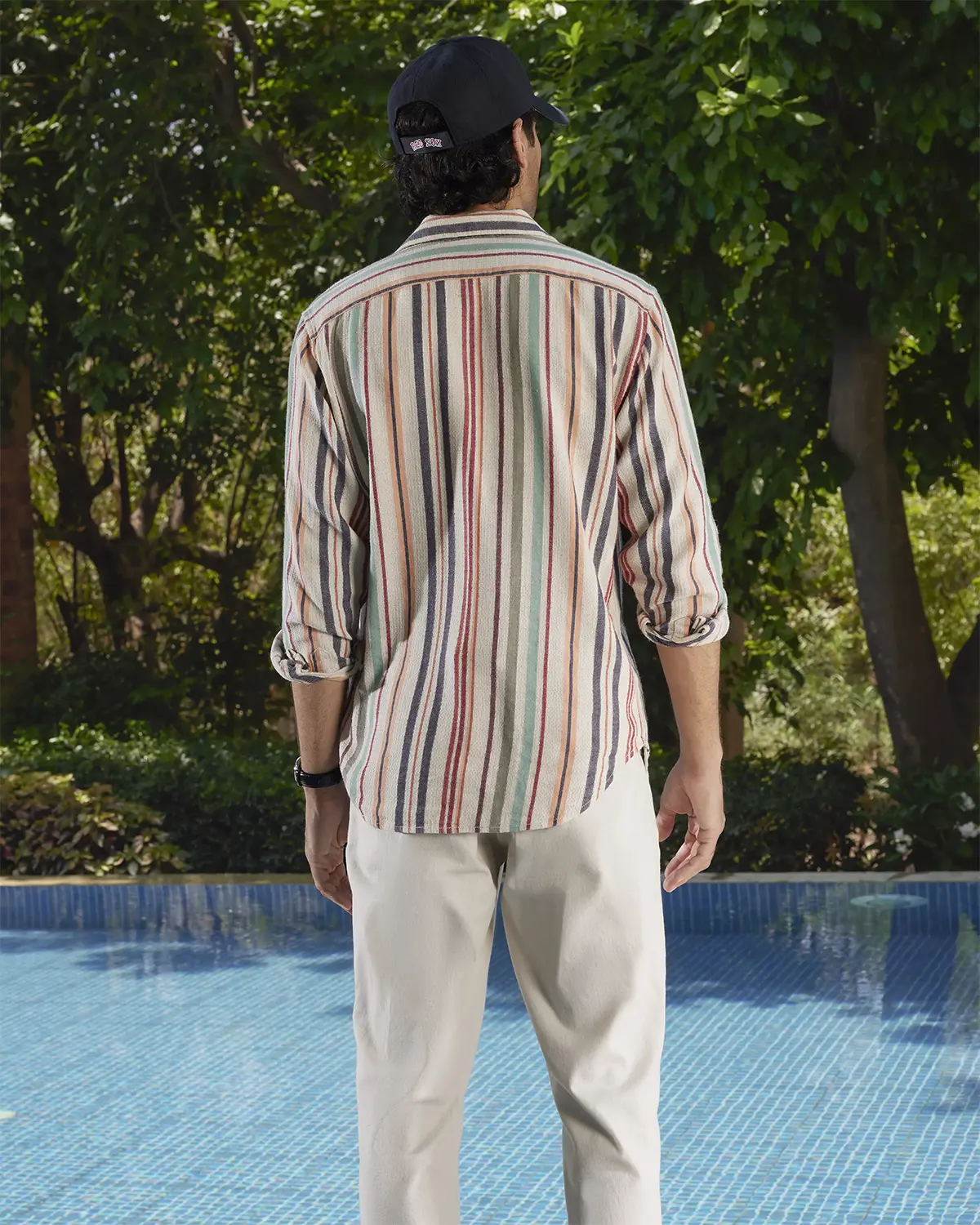 Multicoloured Dobby Striped Shirt - Image 6