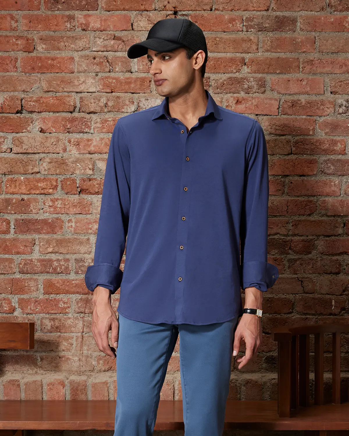 Navy Cotton Knit Shirt - Image 2