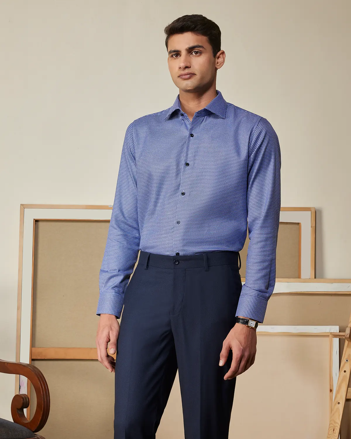 Navy & Purple Houndstooth Shirt - Image 2