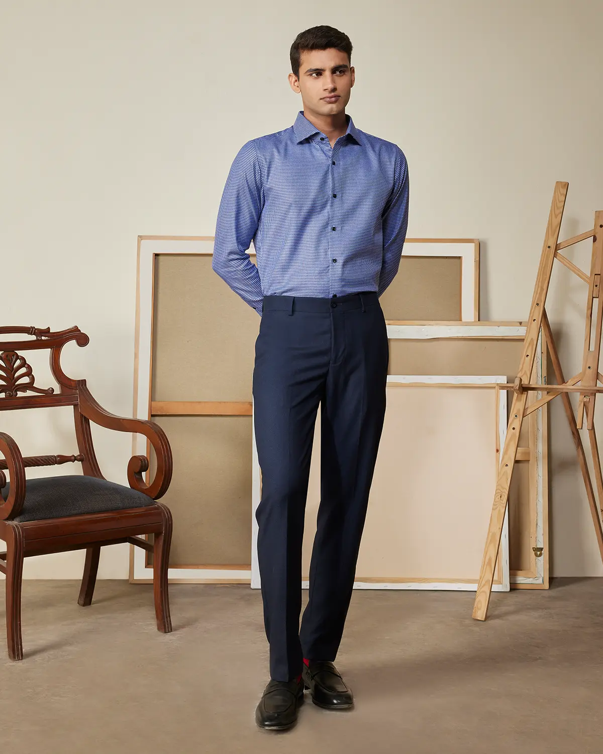Navy & Purple Houndstooth Shirt - Image 4
