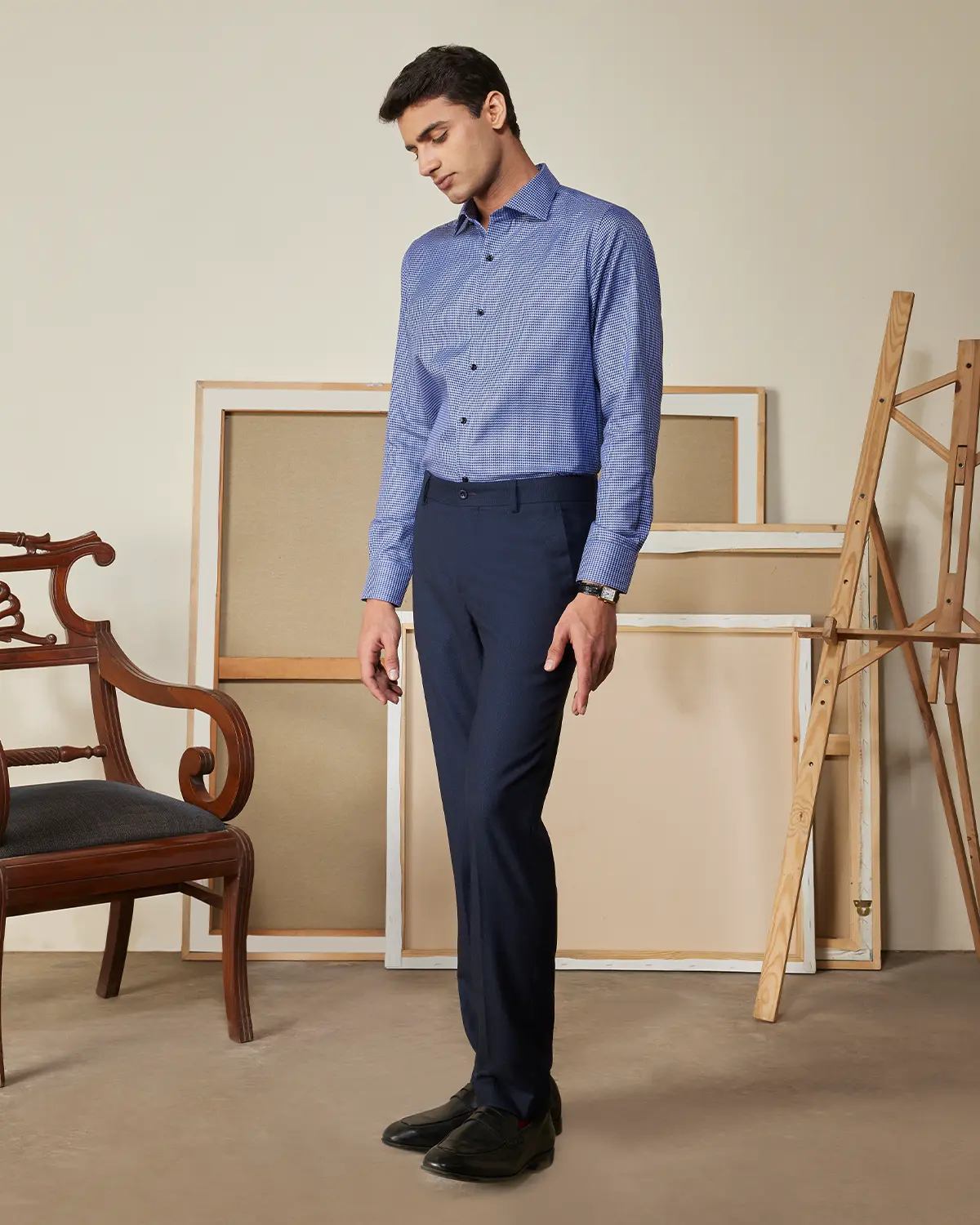 Navy & Purple Houndstooth Shirt - Image 5