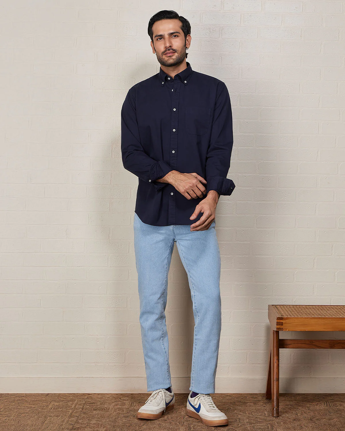 Navy Washed Twill Shirt - Image 4