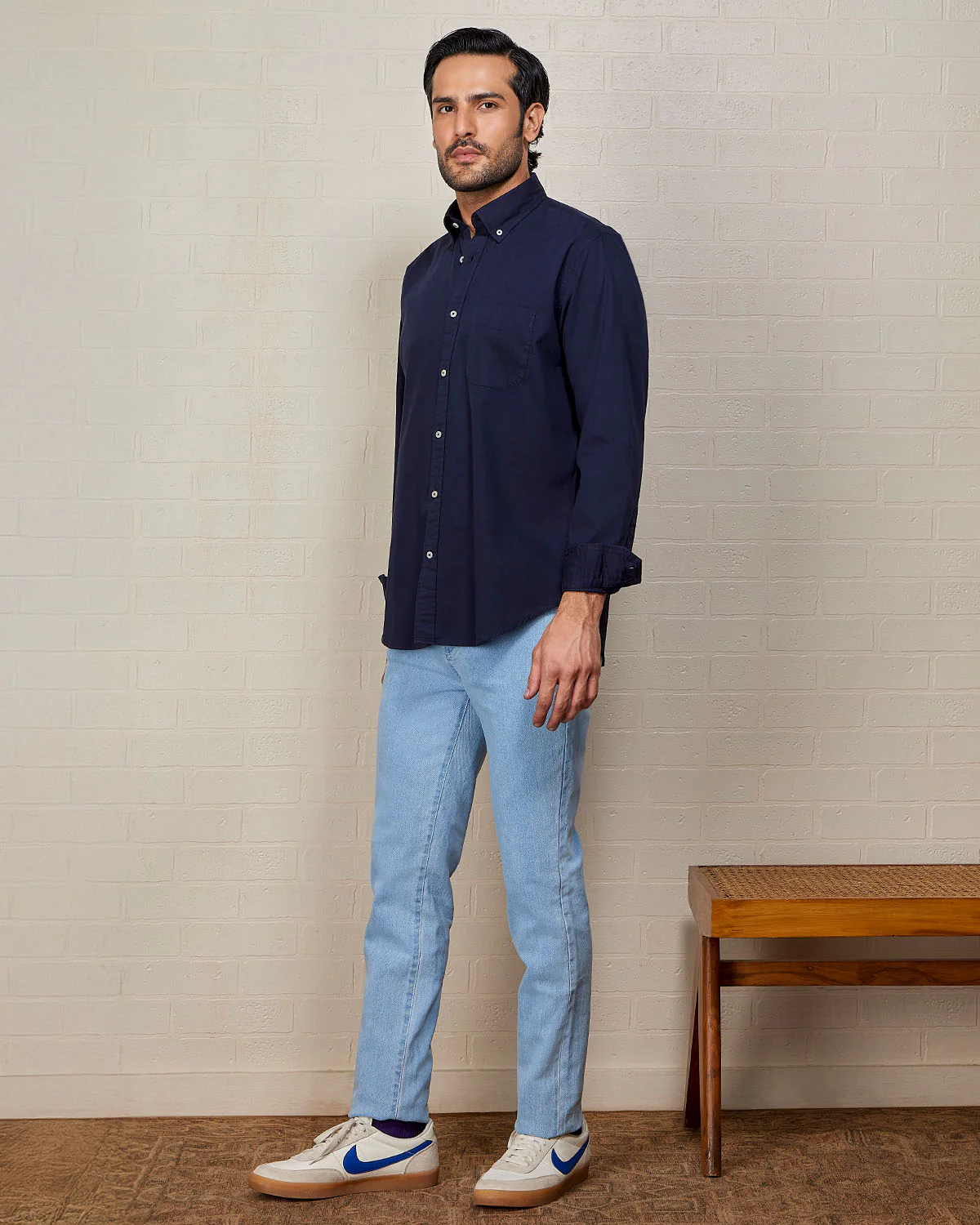 Navy Washed Twill Shirt - Image 5