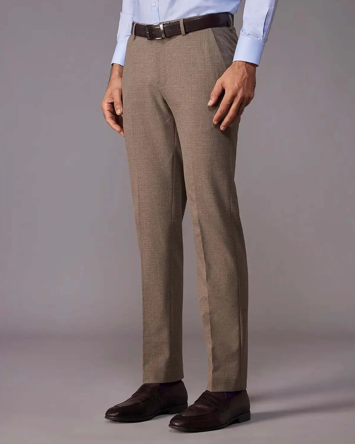 Novaire Self-Structured Stretch Dress Pants - Khaki