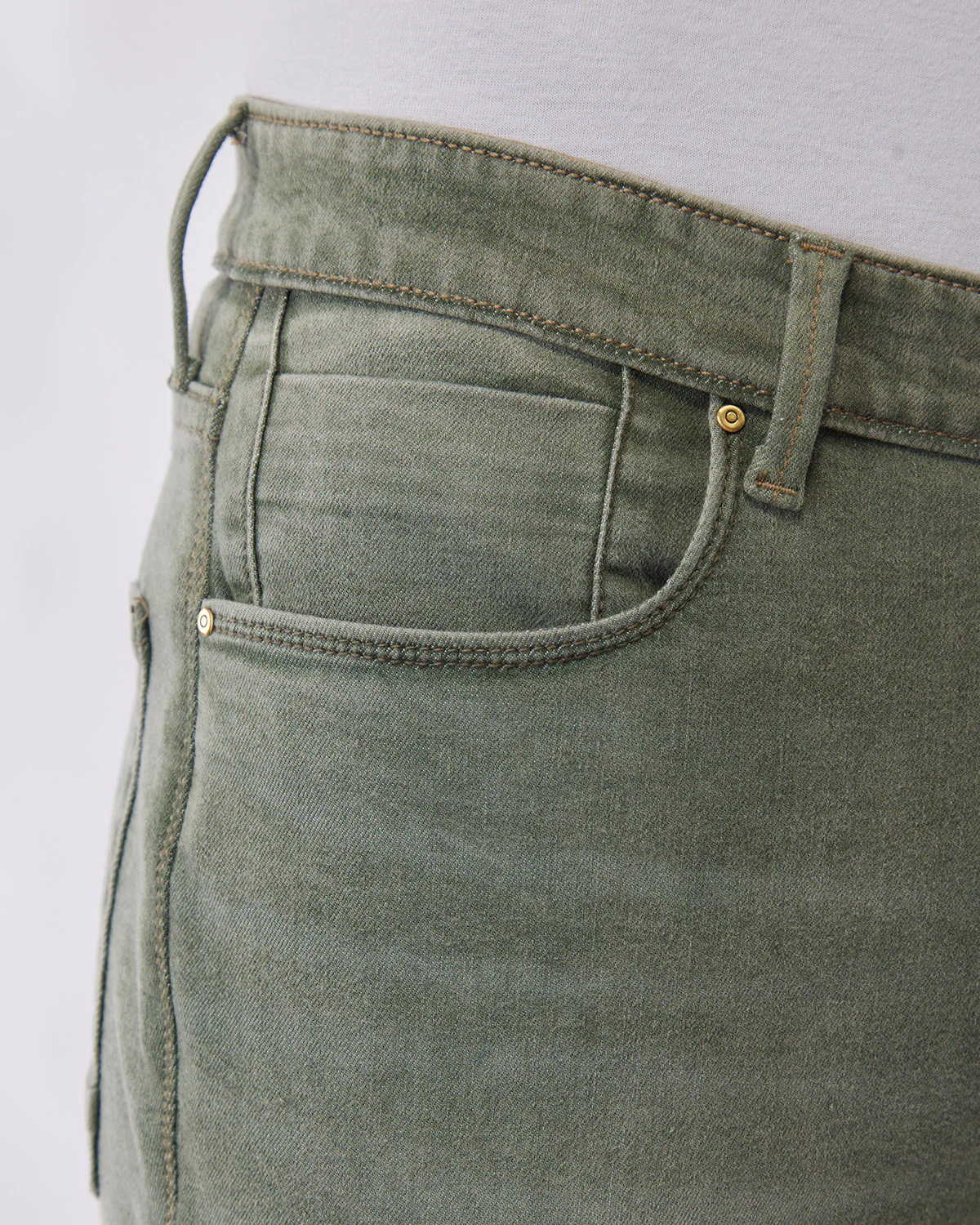 Olive Cloud Wash Stretch Jeans - Image 4