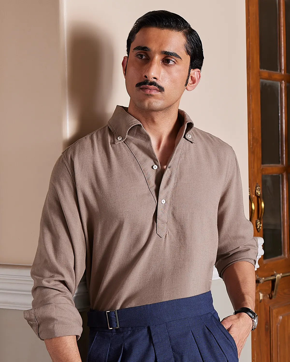 Olive Popover Kurta Shirt