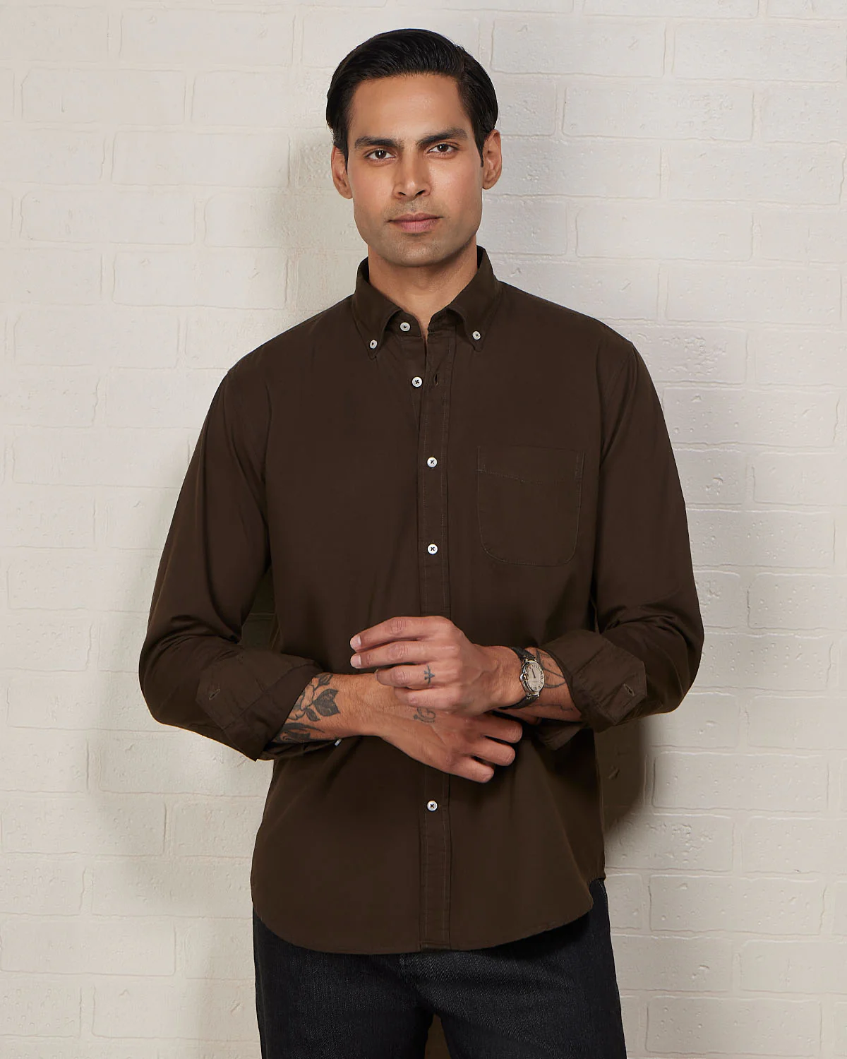 Olive Washed Twill Shirt - Image 2