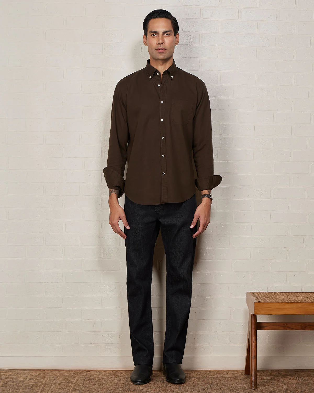 Olive Washed Twill Shirt - Image 4
