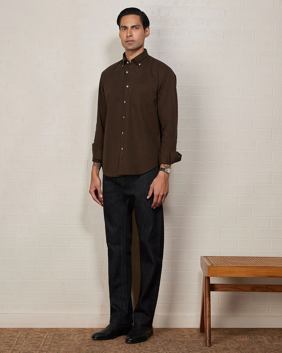 Olive Washed Twill Shirt - Image 5