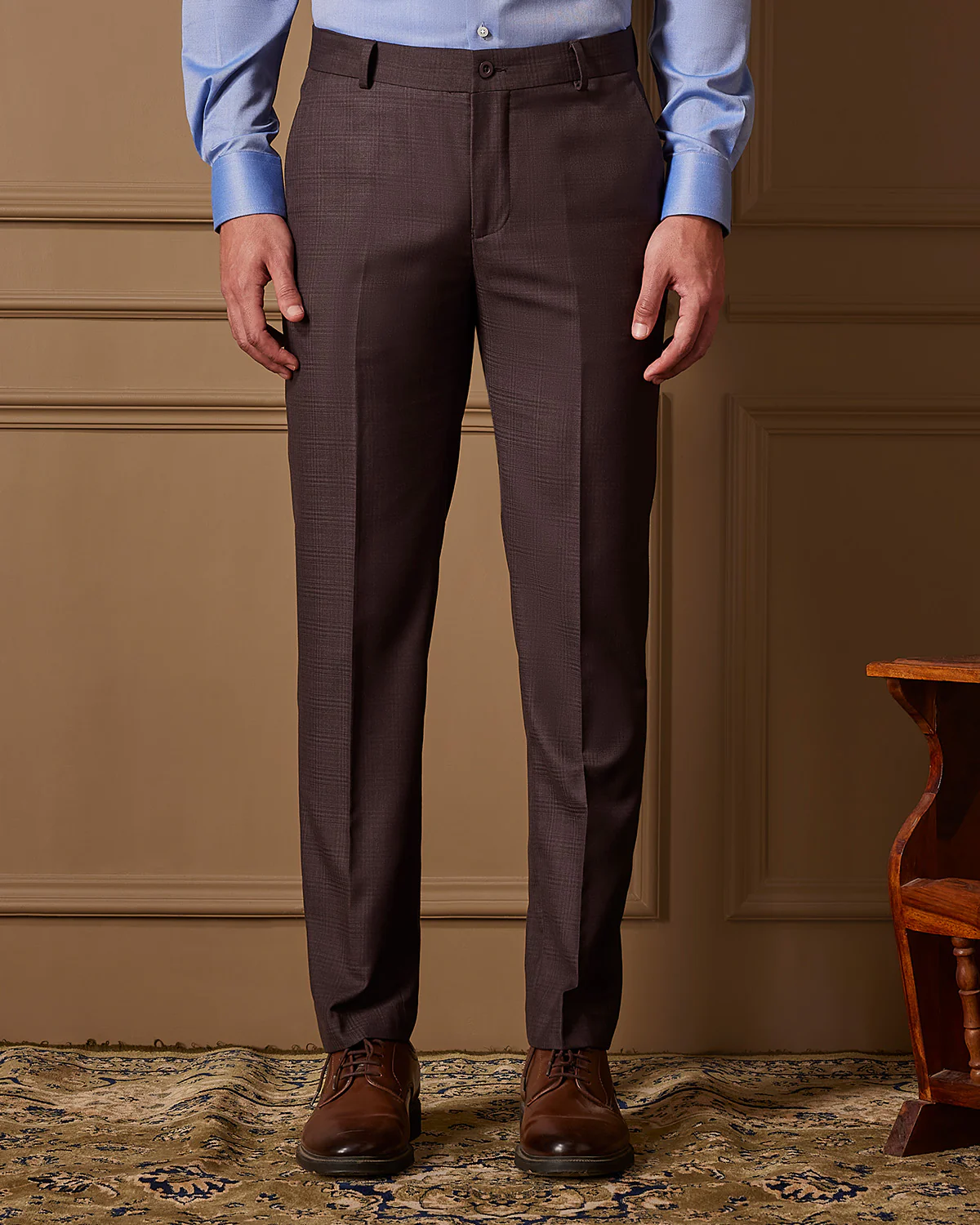 Opulent Checked Dress Pants - Brown
