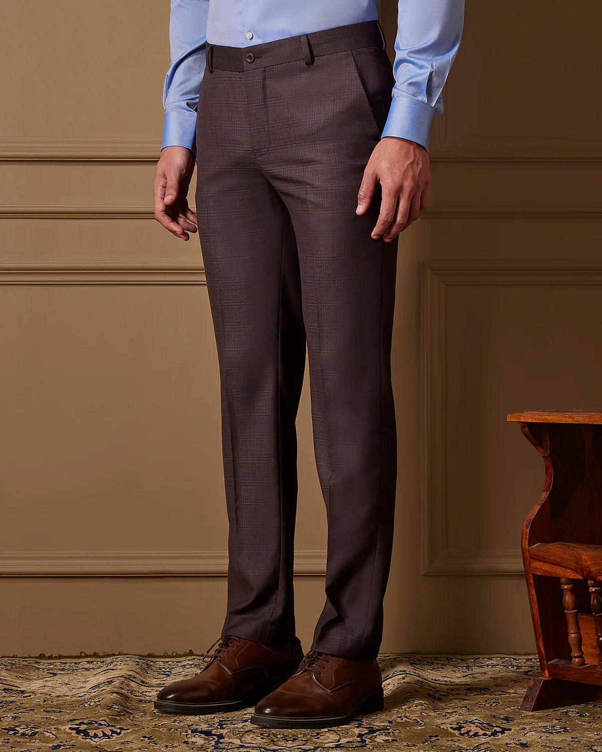 Opulent Checked Dress Pants - Brown - Image 5